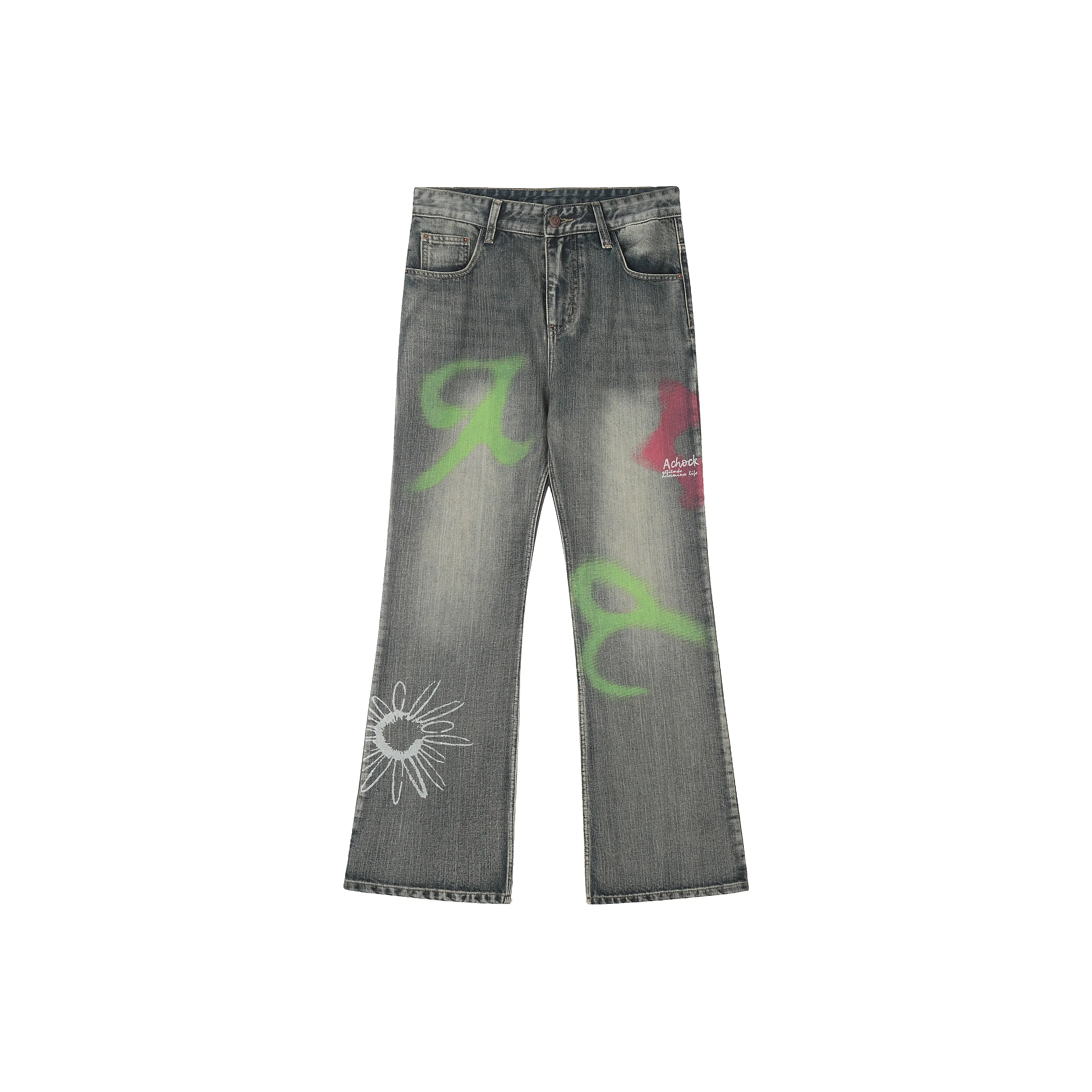 A chock Spray Paint Unisex Jeans