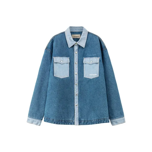 NO ONE ELSE Хлопковый пуховик унисекс средний джинсово-синий