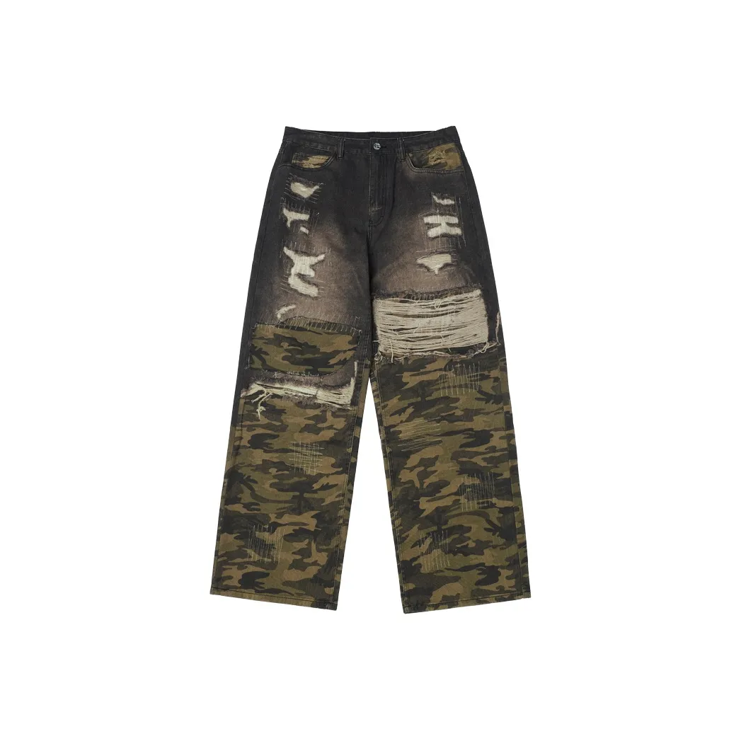 AMBER LIGHT Jeans Unisex Green Camouflage