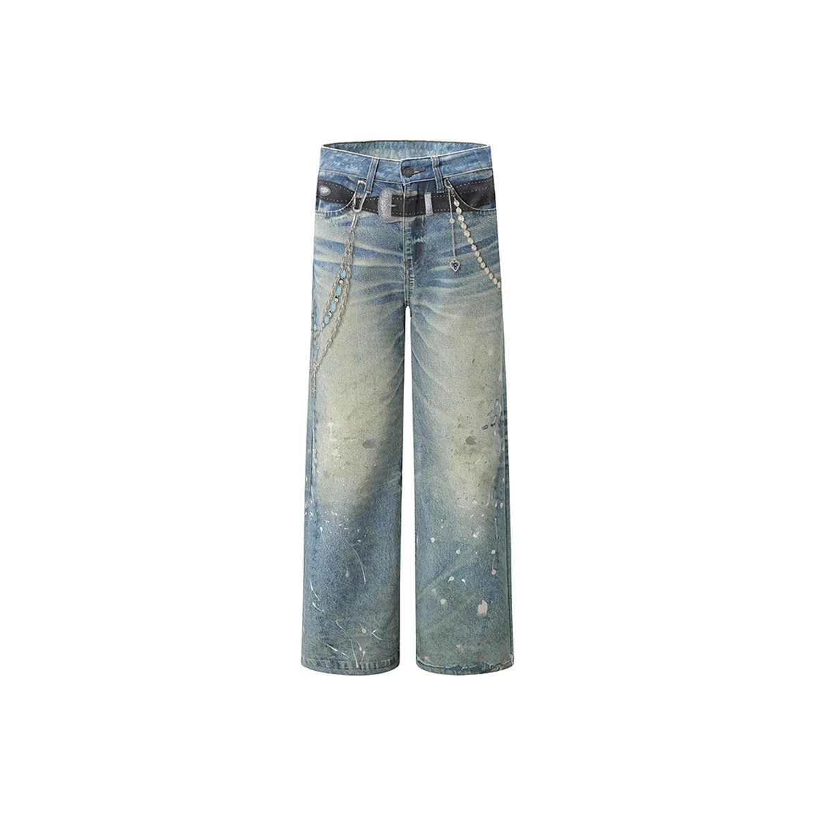 COOLALPACA Джинсы Унисекс Дирти Окрашенные Синий