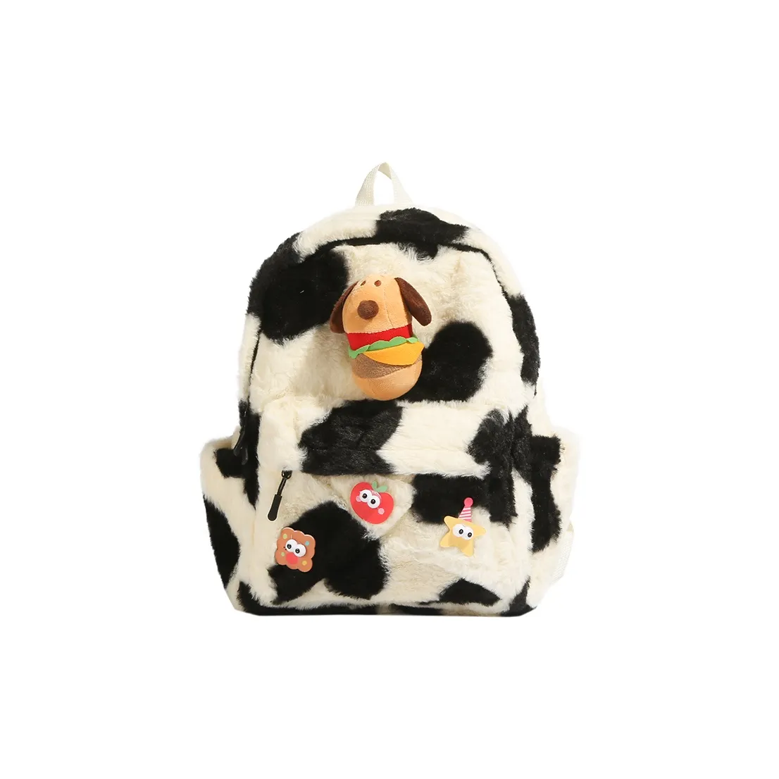 SUN EARTH &U Fleece Backpack Women's Black White