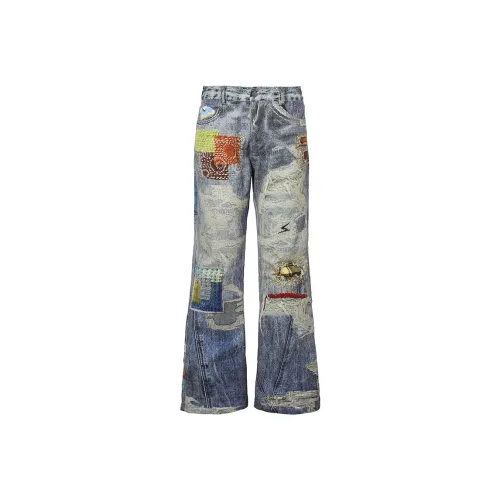 ROCAWEAR Промытый деним синий Унисекс Джинсы