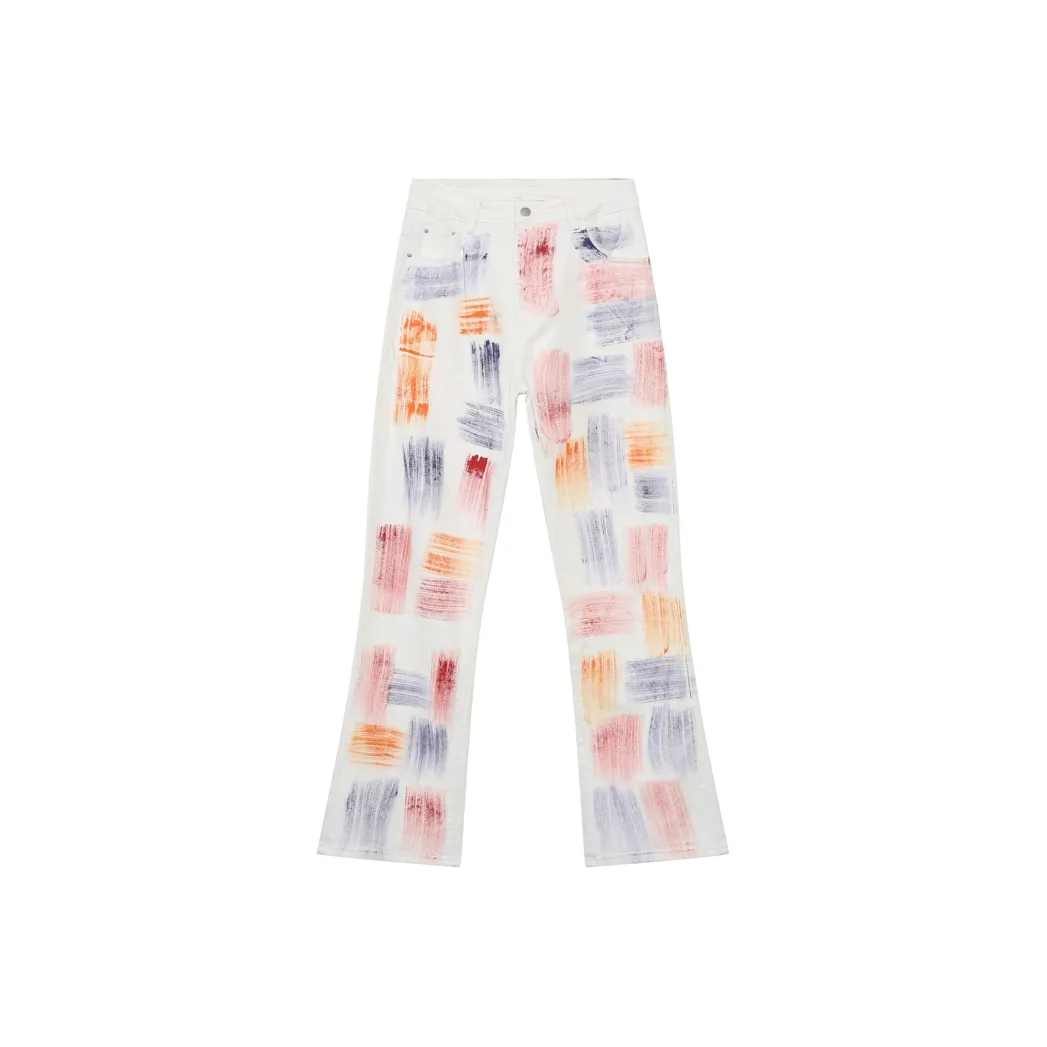 Voguo Relay Джинсы Унисекс Разрисованный Белый