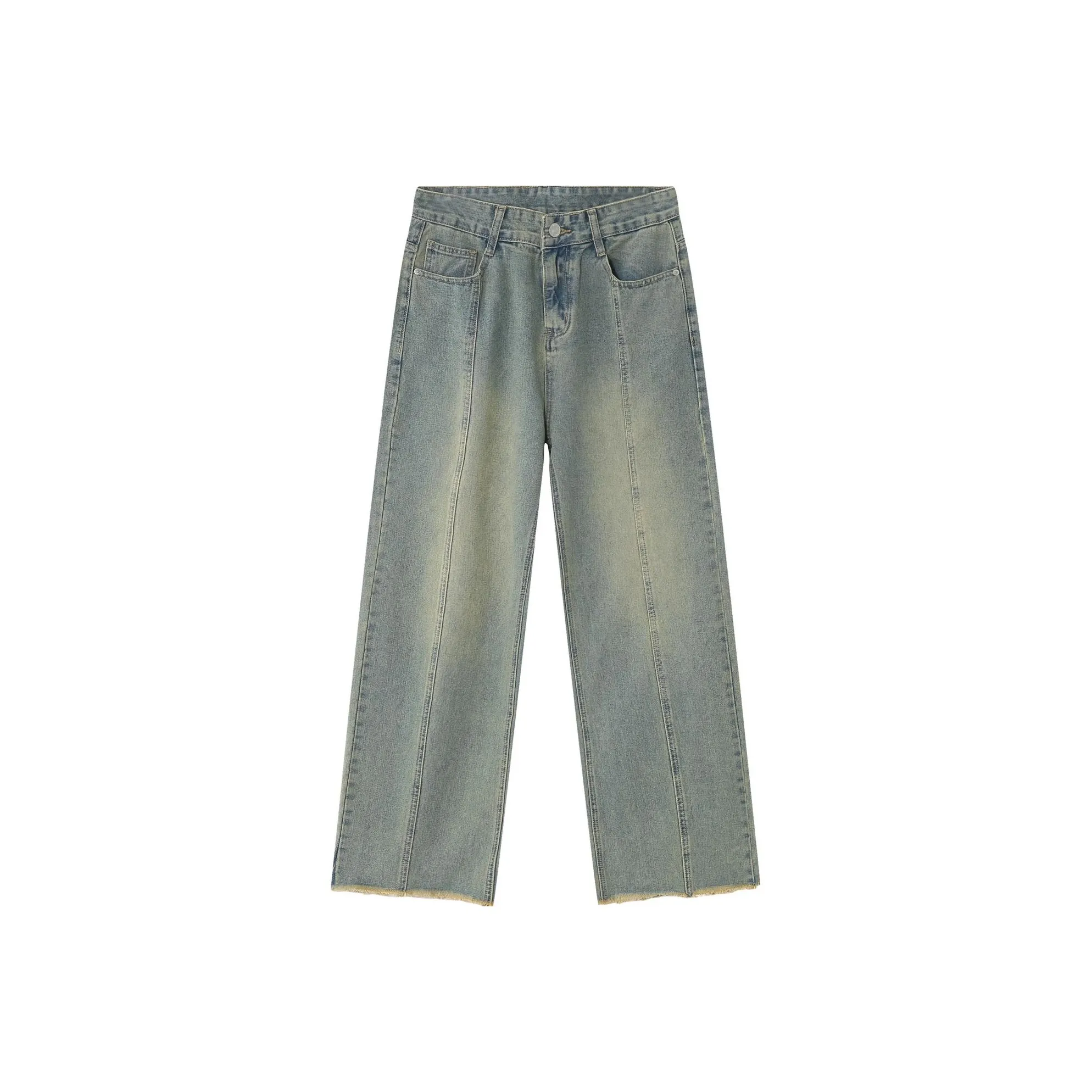 Nomt brown jeans Unisex Yellow Mud Pants With Frayed Hem