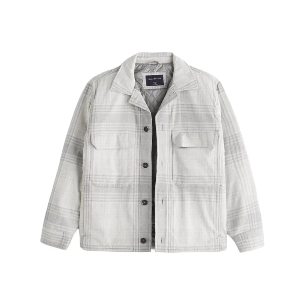 Abercrombie＆Fitch Jackets & Coats Men's Light Gray Plaid