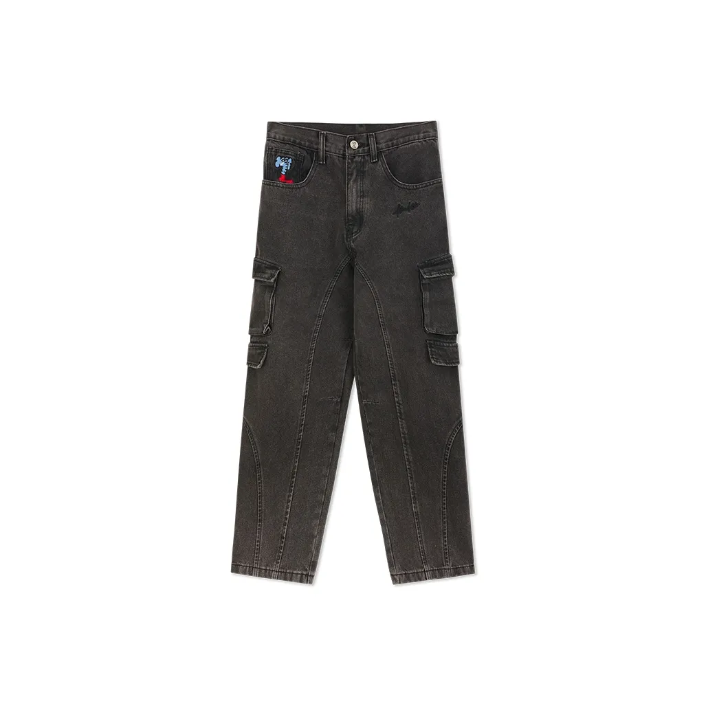 MIND ERROR Джинсы Унисекс Выстиранный Черный