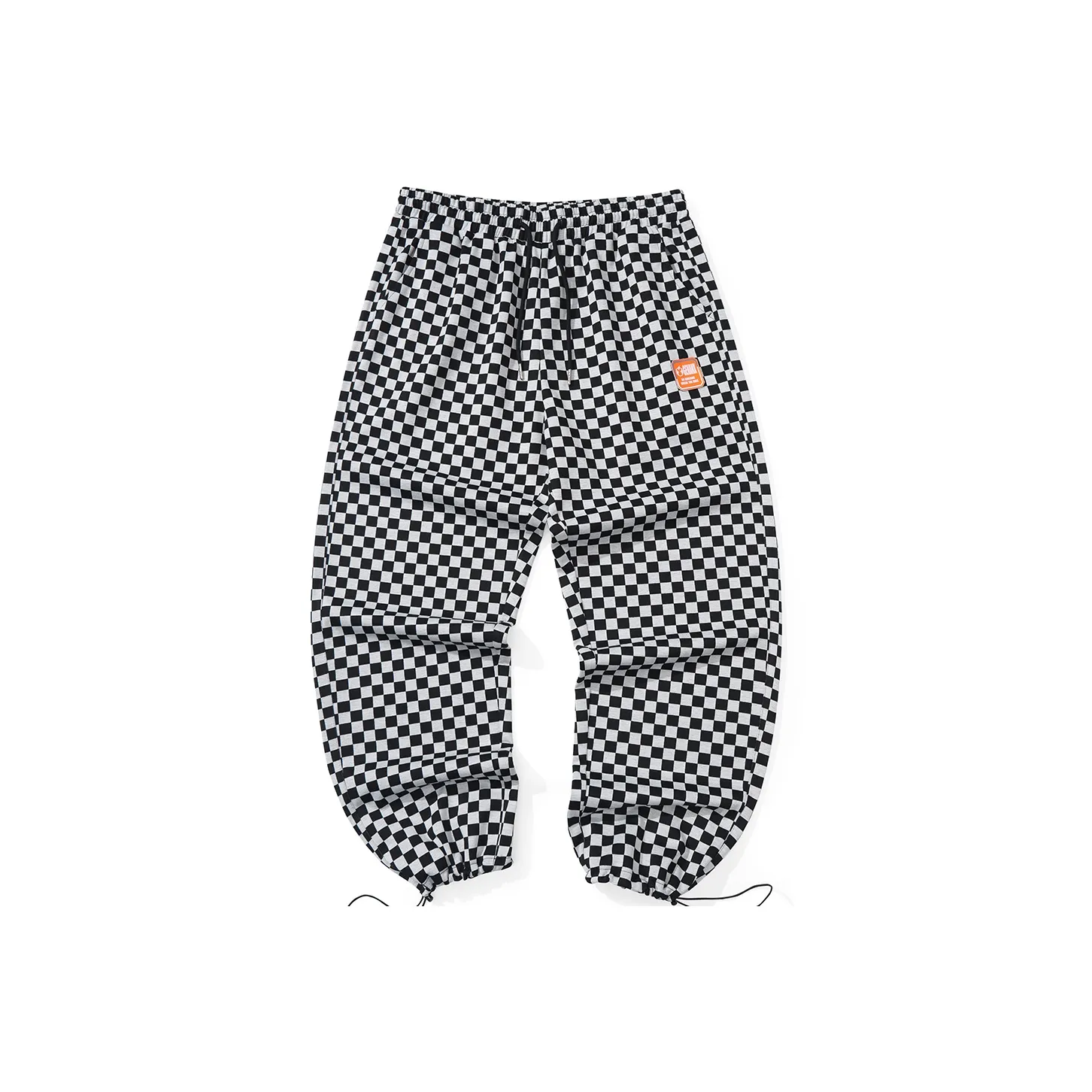 GENANX Casual Pants Unisex Black Gray Plaid