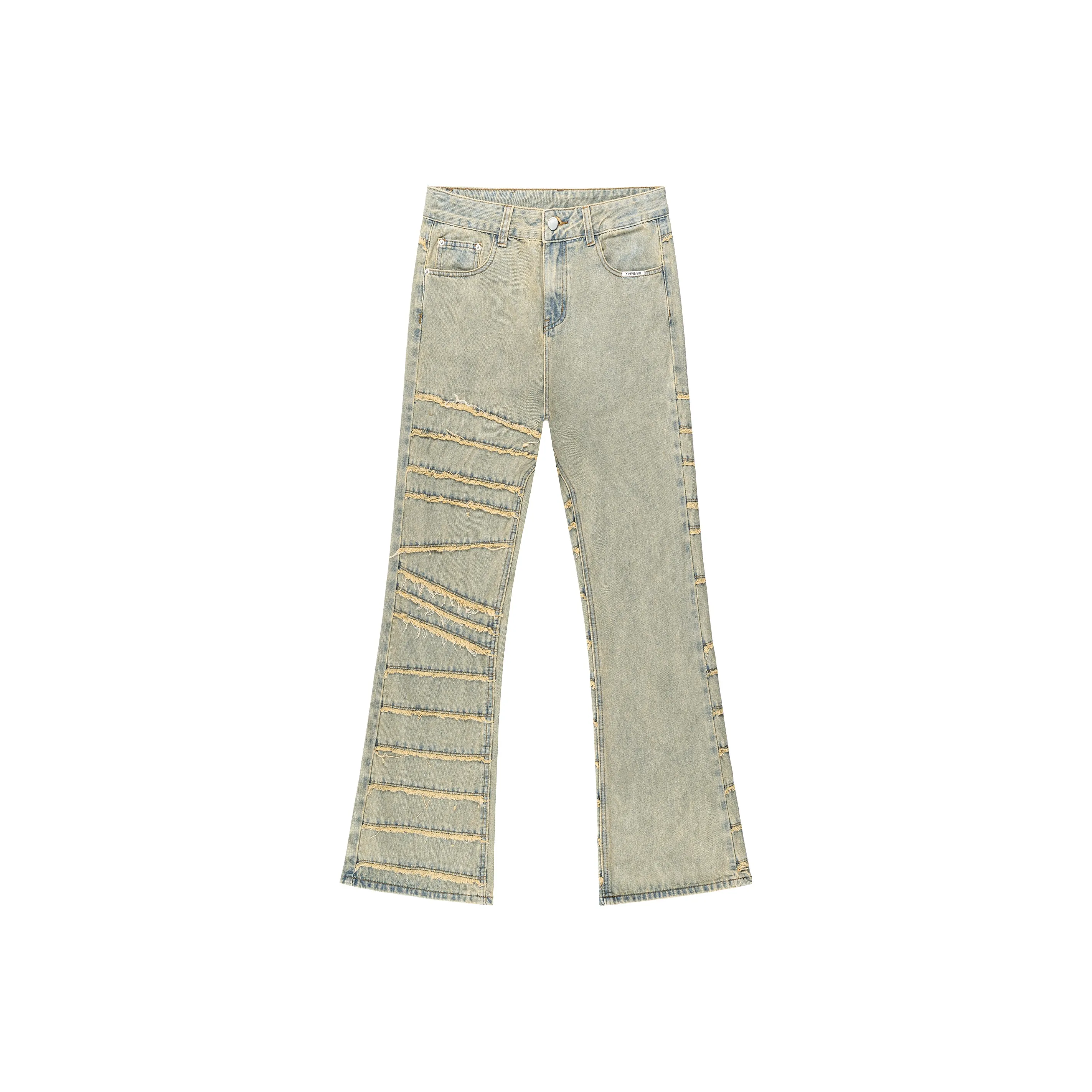 XINYINSU Jeans Unisex Yellow Mud