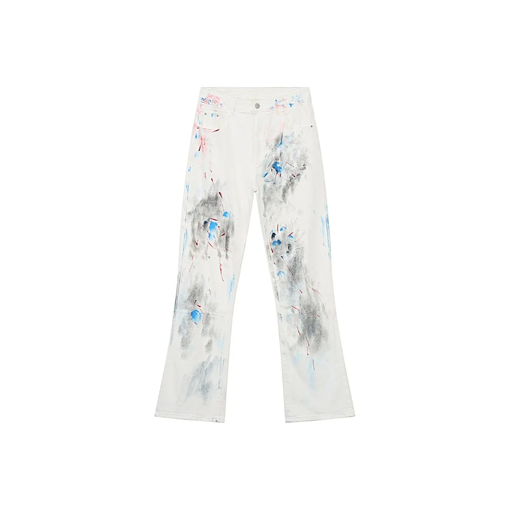 Voguo Relay Джинсы Унисекс Разрисованный Белый