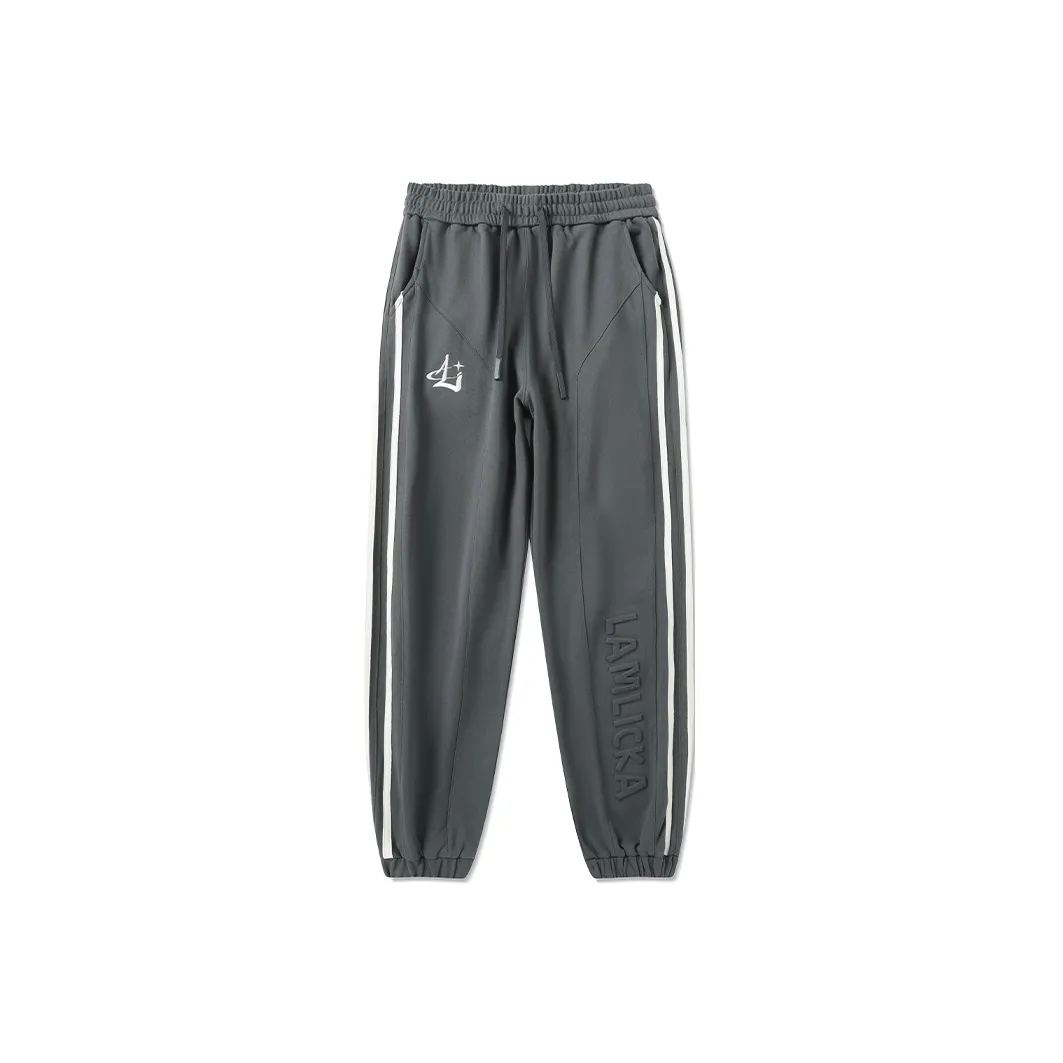 LAMLICKA Темно-серые Унисекс Вязаные Тренировочные Брюки