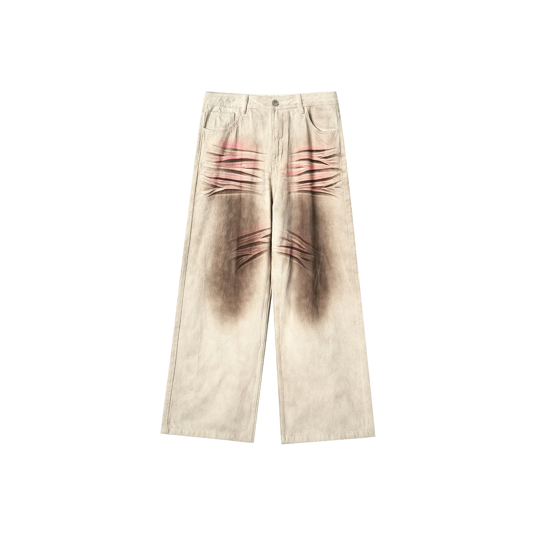 JHYQ Jeans Unisex Beige & Dirty Pink