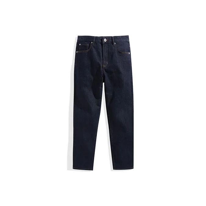 PEACEBIRD MEN Jeans Unisex Navy Blue Loose Fit, Straight Fit