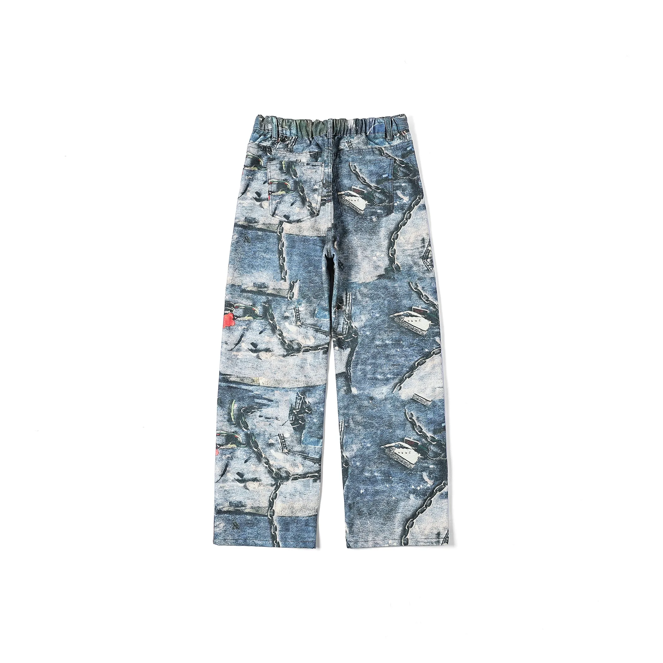 VDNZ Jeans Unisex Lock Chain Print