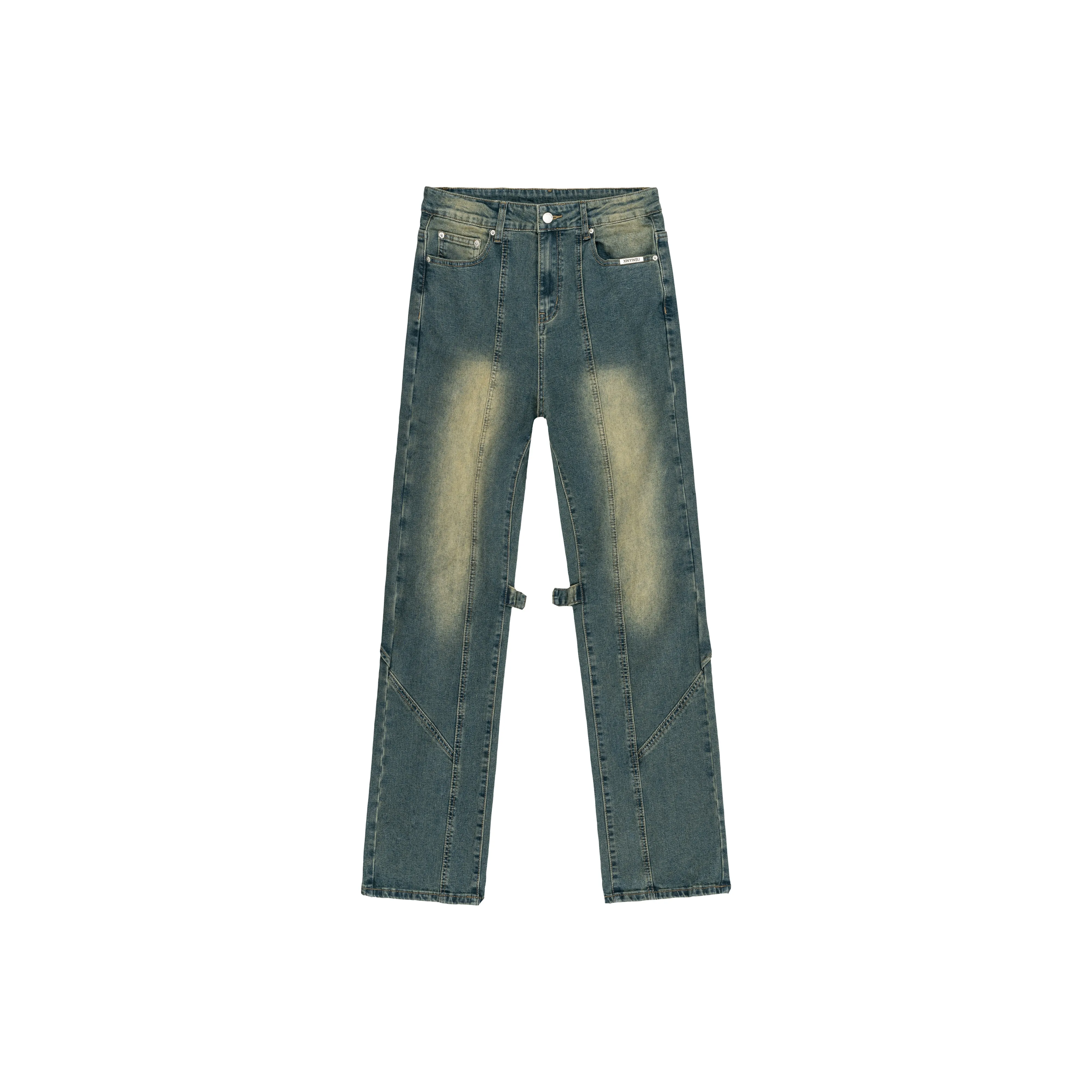 XINYINSU Jeans Unisex Yellow Mud