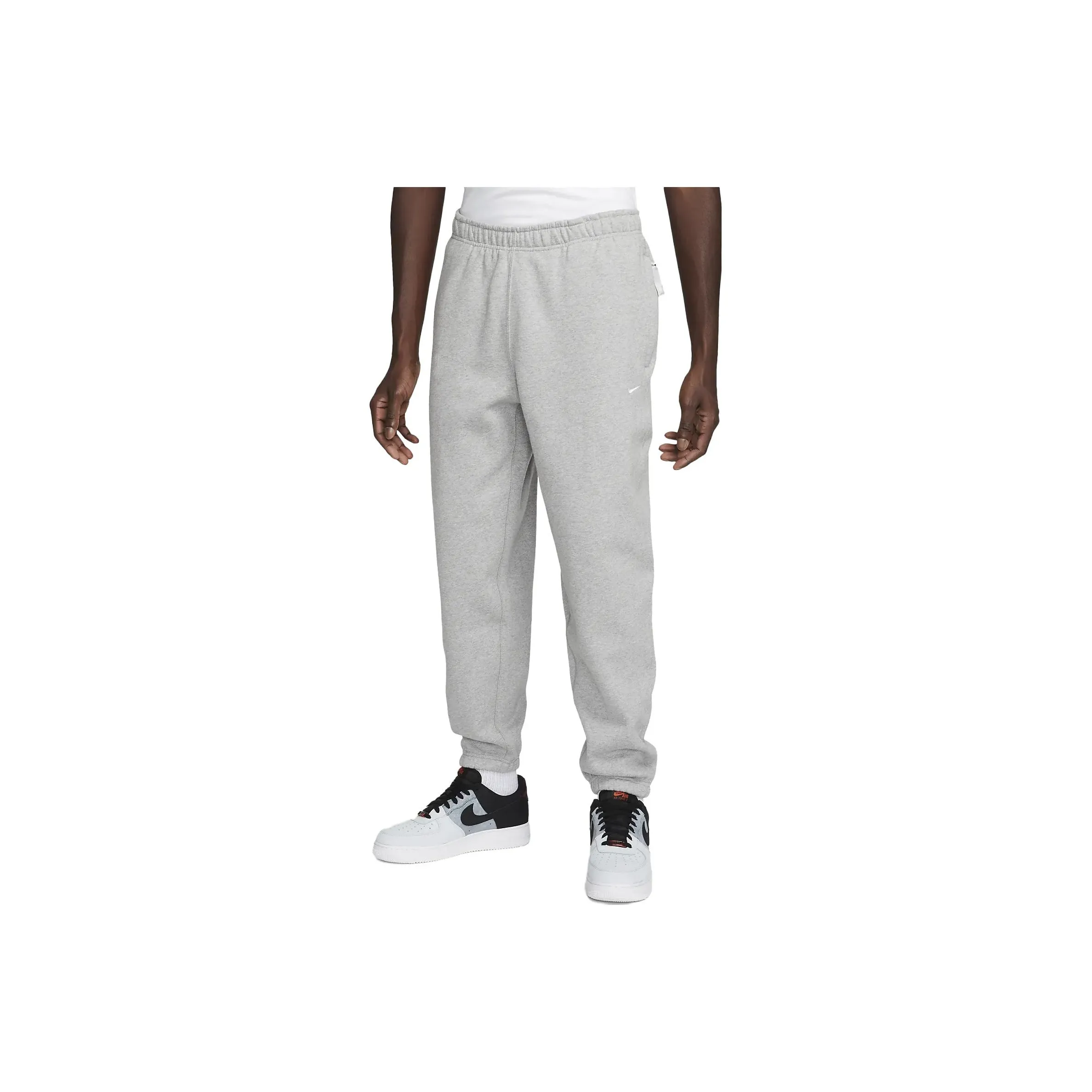 Nike Solo Swoosh Men's Fleece Pants Dark Grey Heather/White