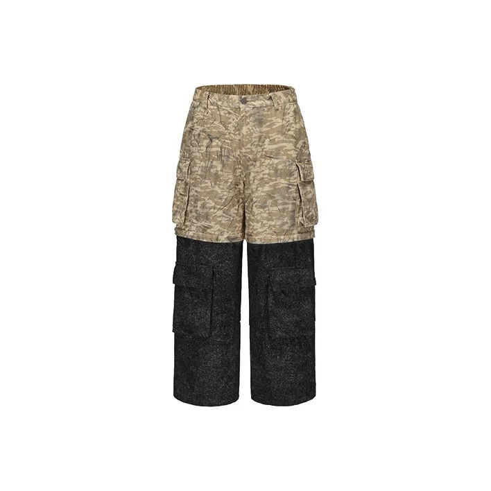 VANN VALRENCÉ Джинсы Унисекс Хаки Черный Цветовой блок