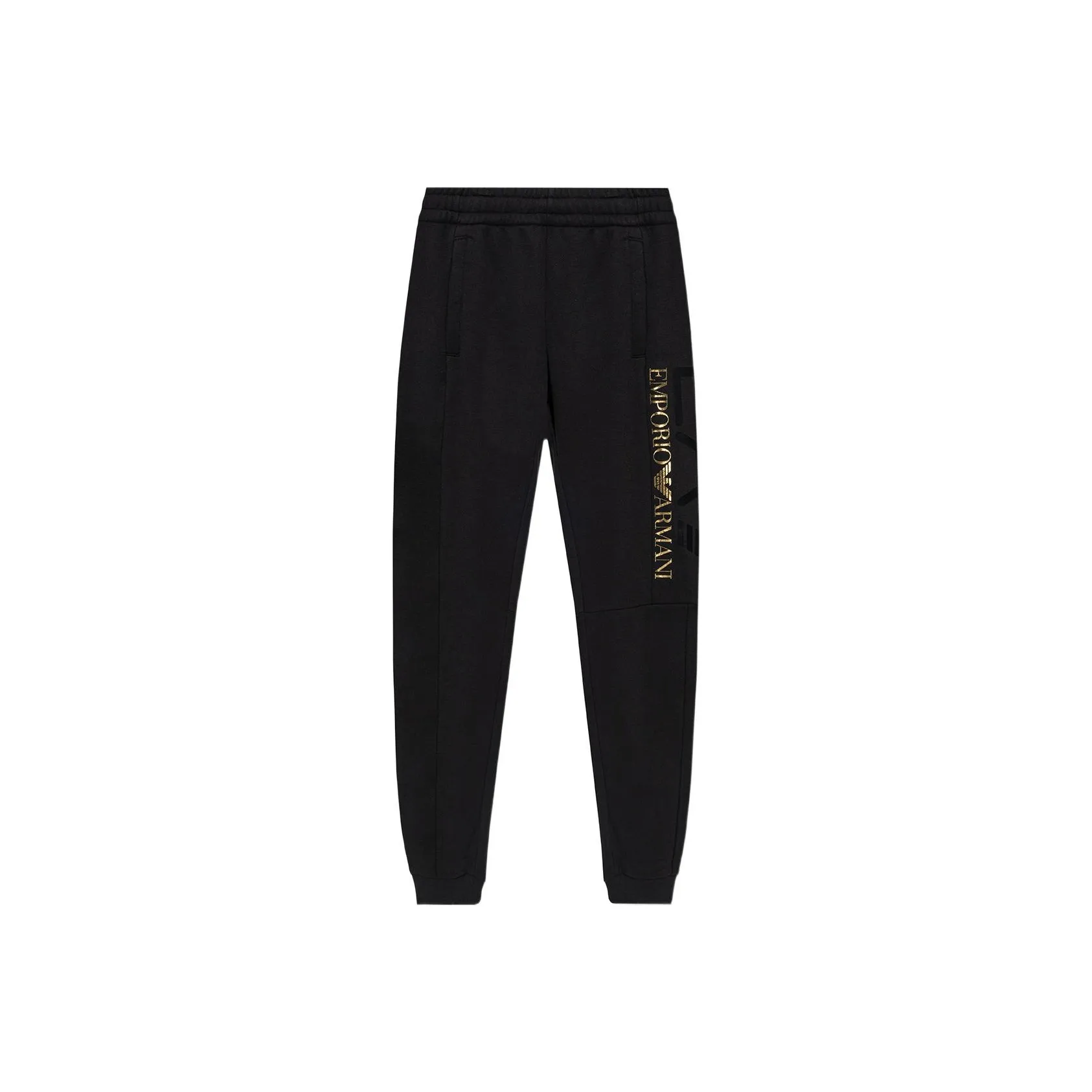 EMPORIO ARMANI Knitted Sports Pants Men's Black Gold
