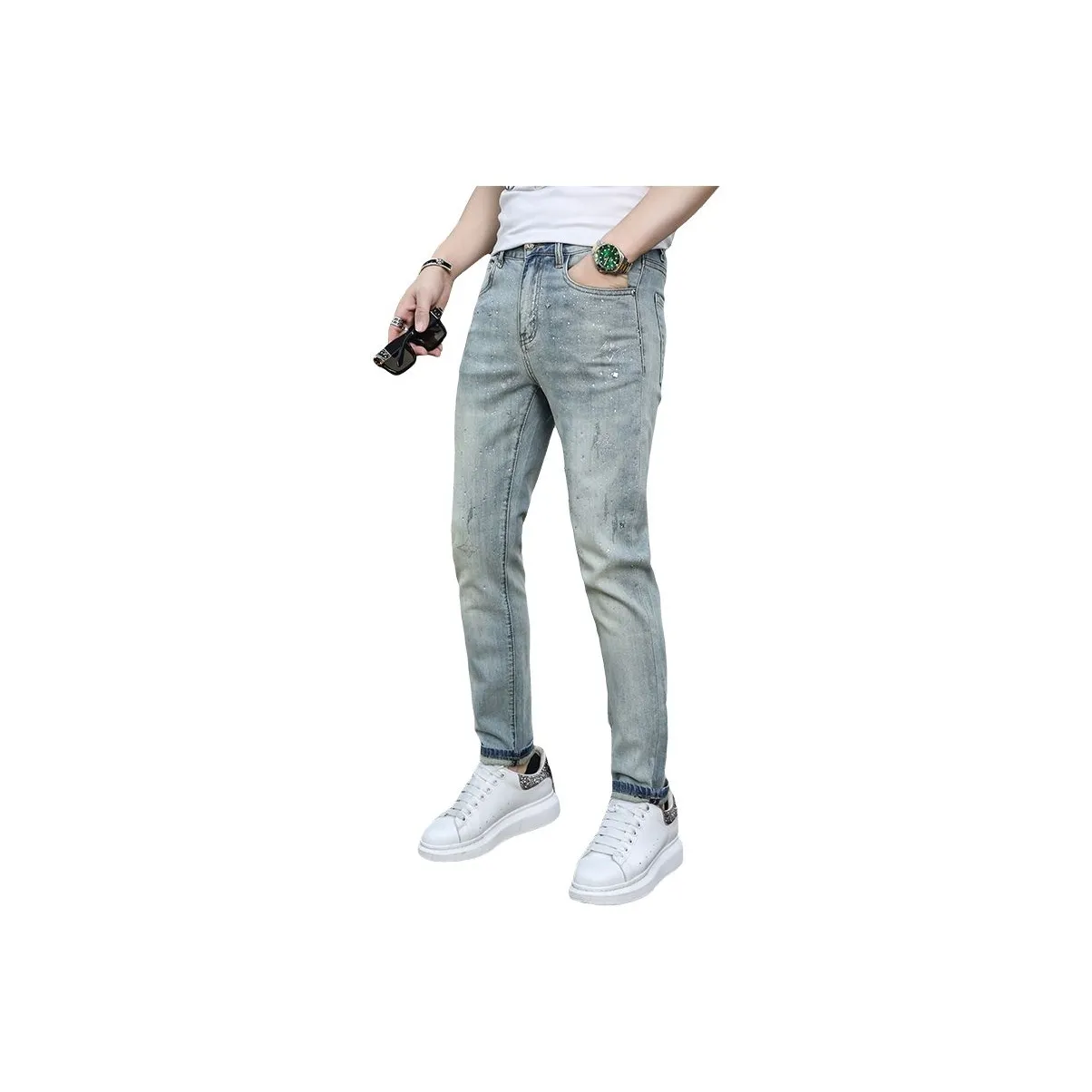 UOOHE Светло-синие унисекс джинсы