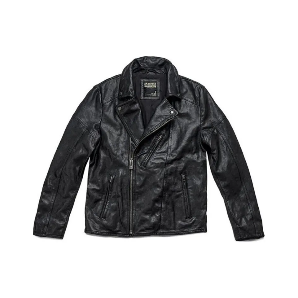 AKCLUB Leather Jacket Men's Black