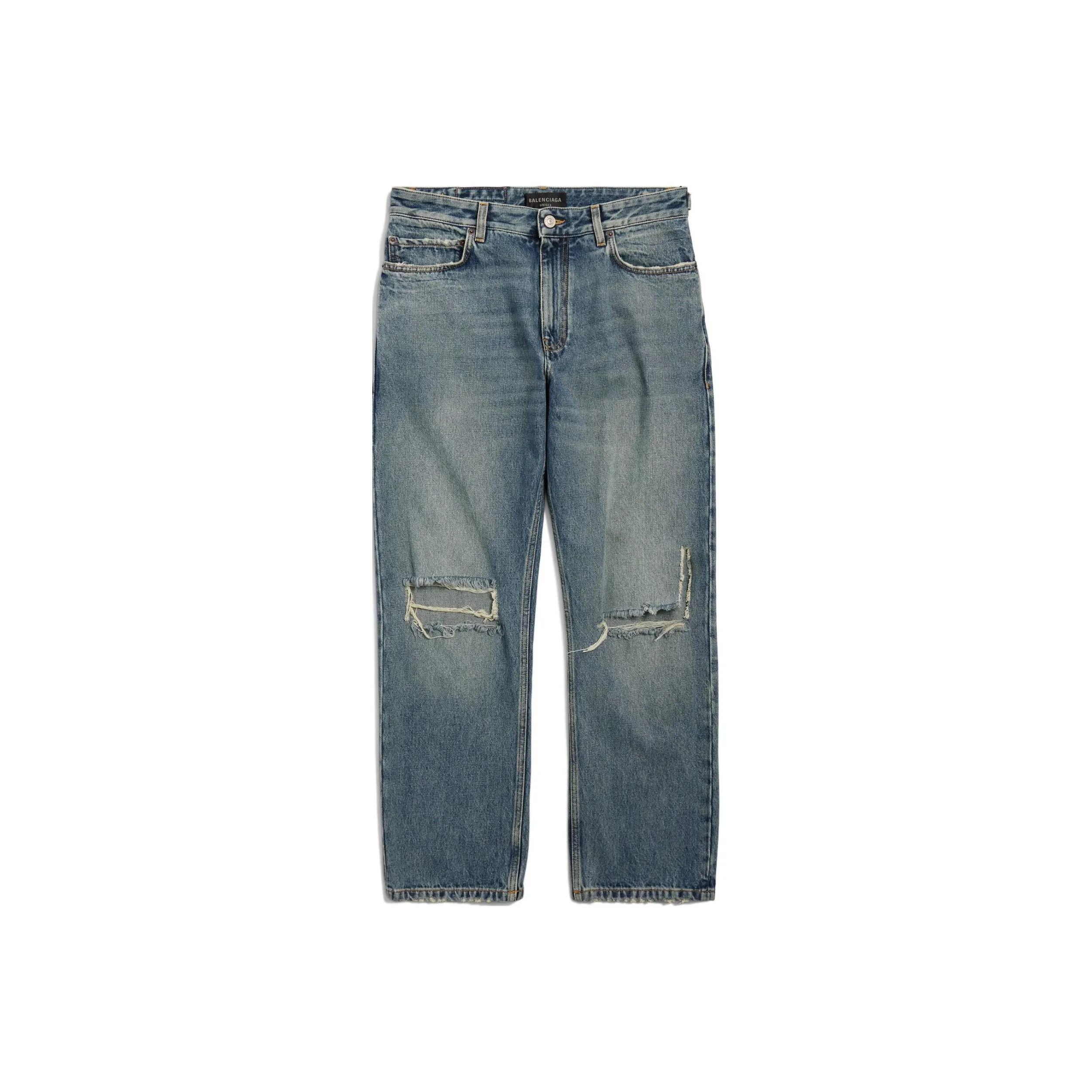 Balenciaga Distressed Straight Leg Jeans