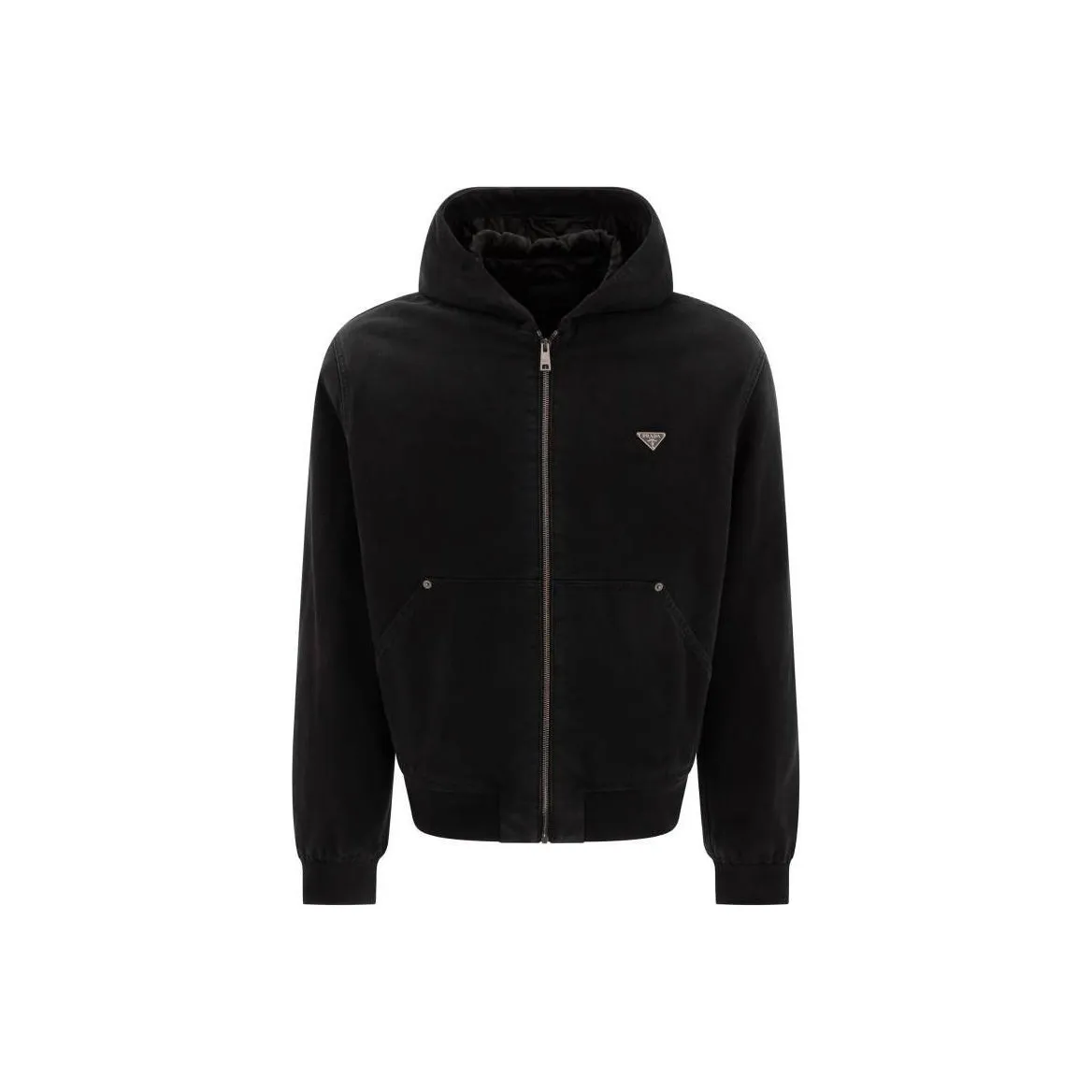 PRADA Zipped Denim Hooded Jacket