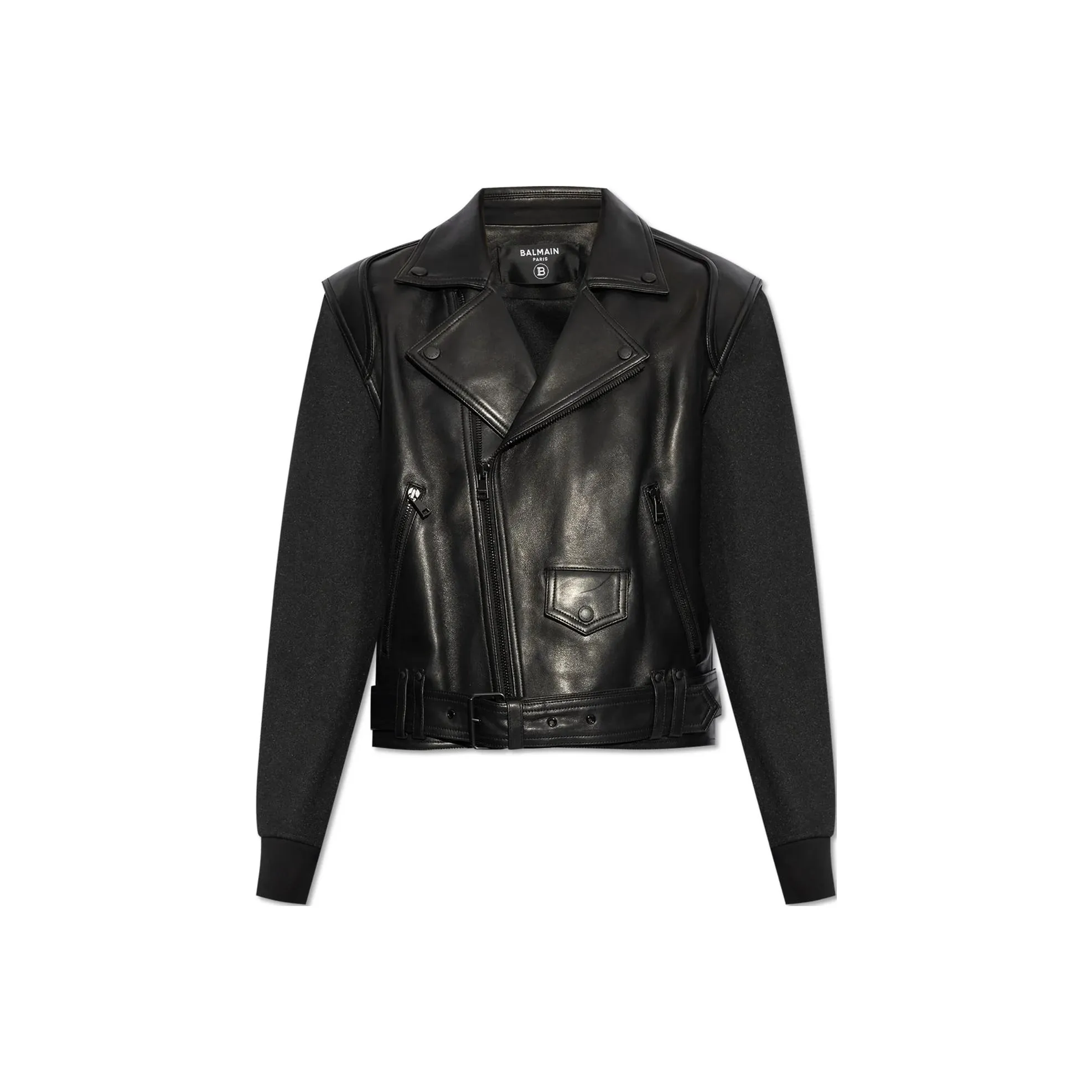 Balmain Hair Zip Detailed Leather Jacket