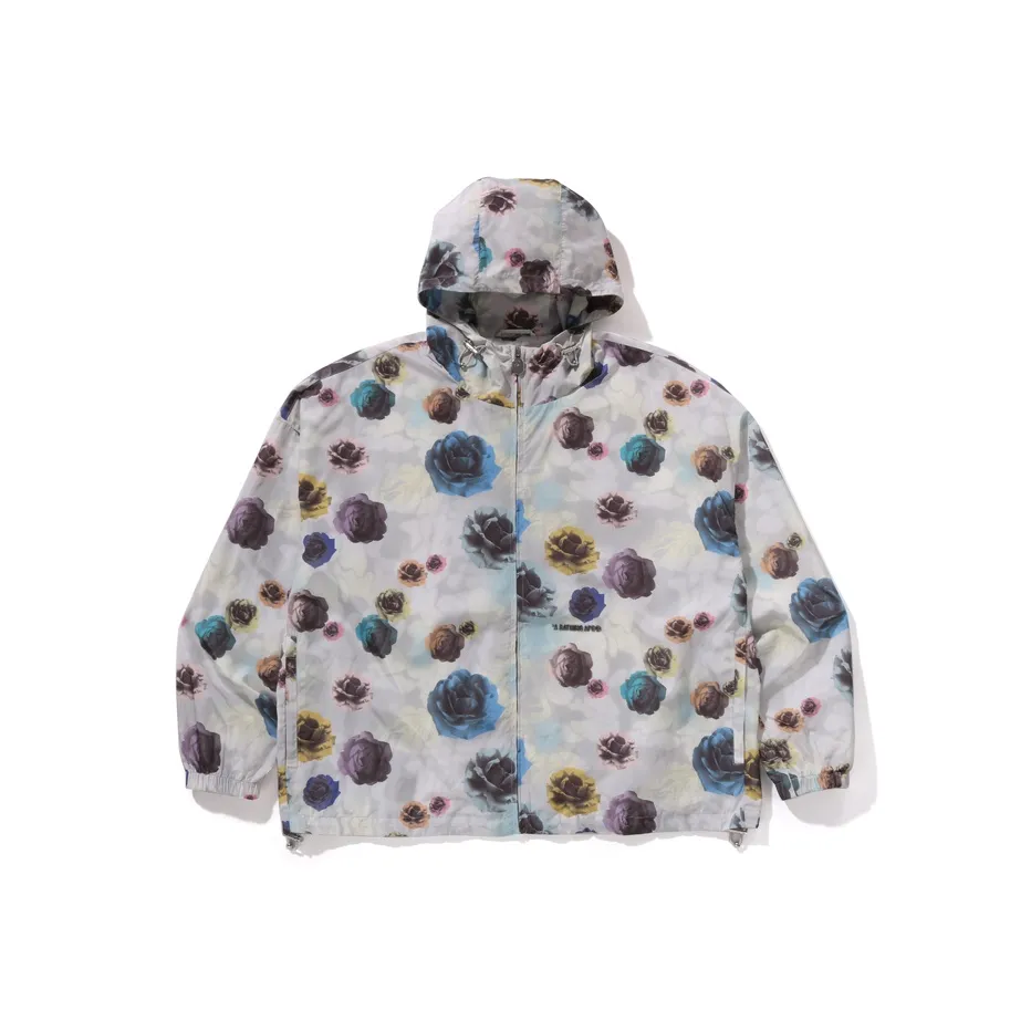A BATHING APE Floral Camo Nylon Hooded Jacket