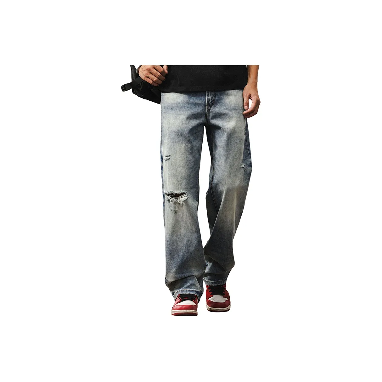 JIELEINUO Джинсы Мужские Светло-Синие