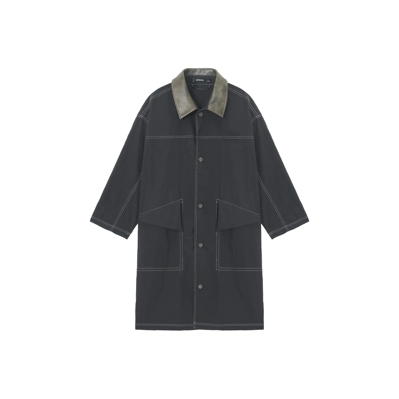 UNVESNO Чернильно-черный Унисекс Тренч