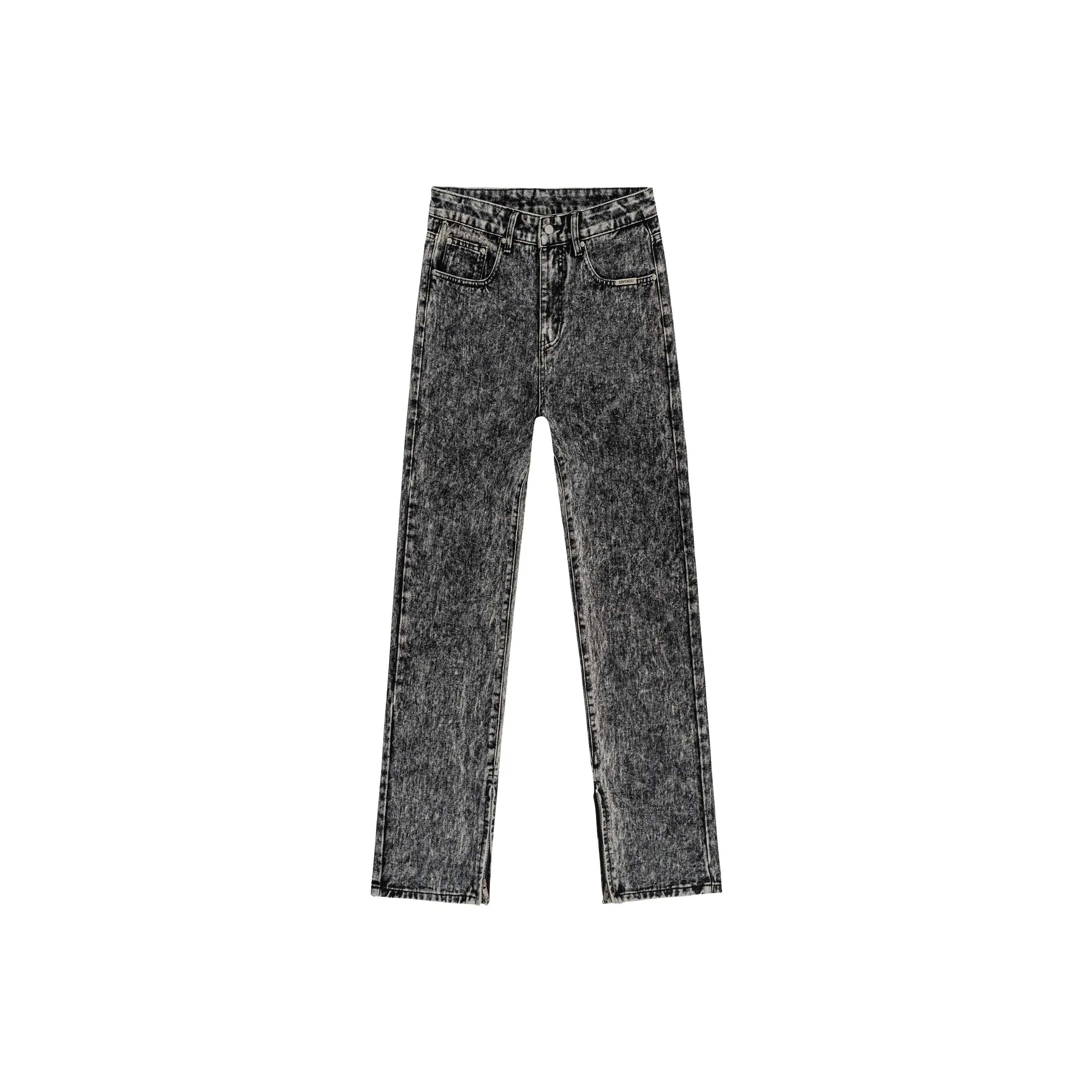 straight-jeans med kontrastsöm