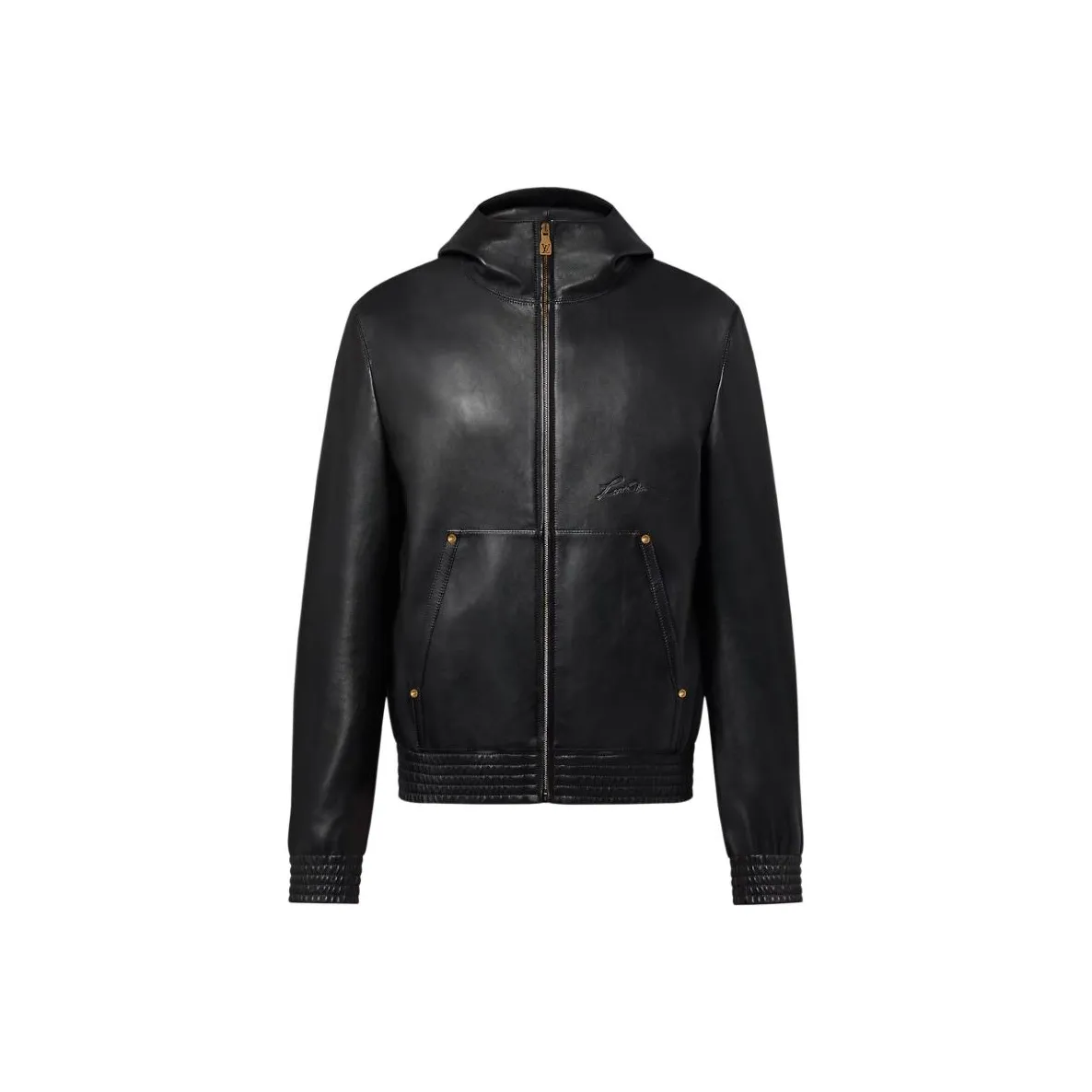 Lv Zipped Leather Hoodie