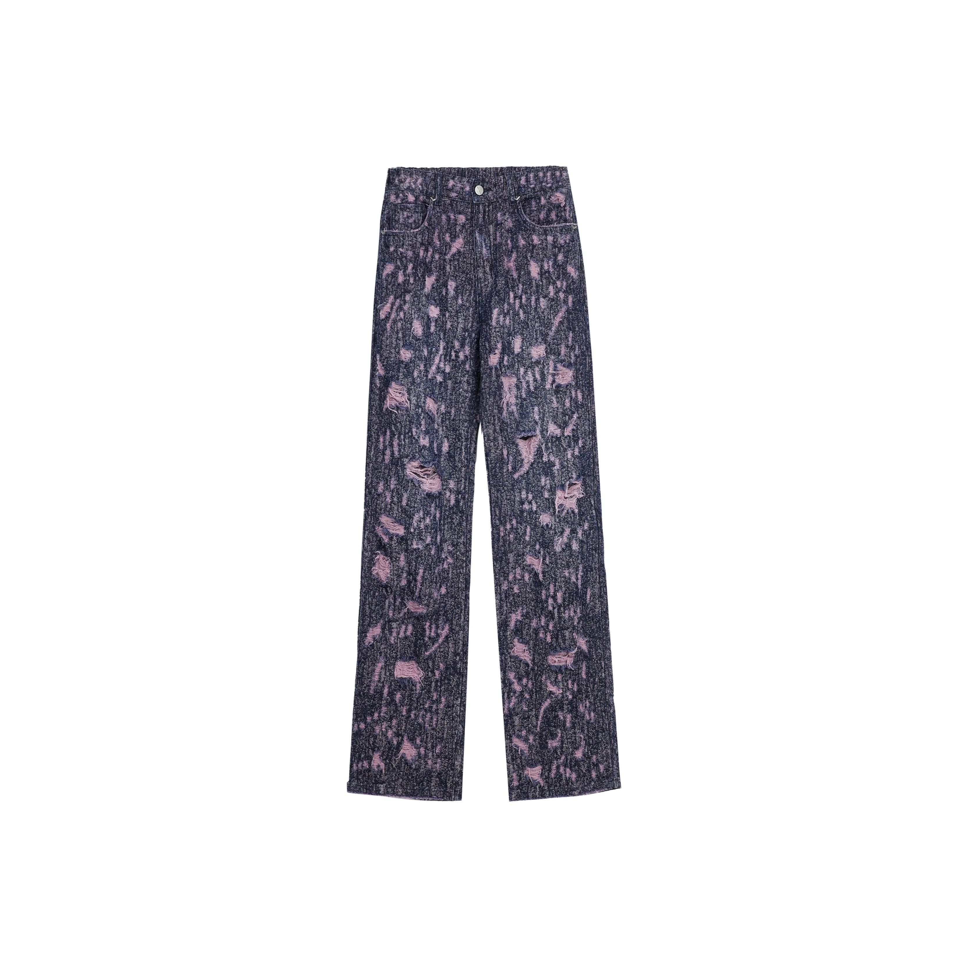 VANN VALRENCÉ Деним Фиолетовые Унисекс Джинсы