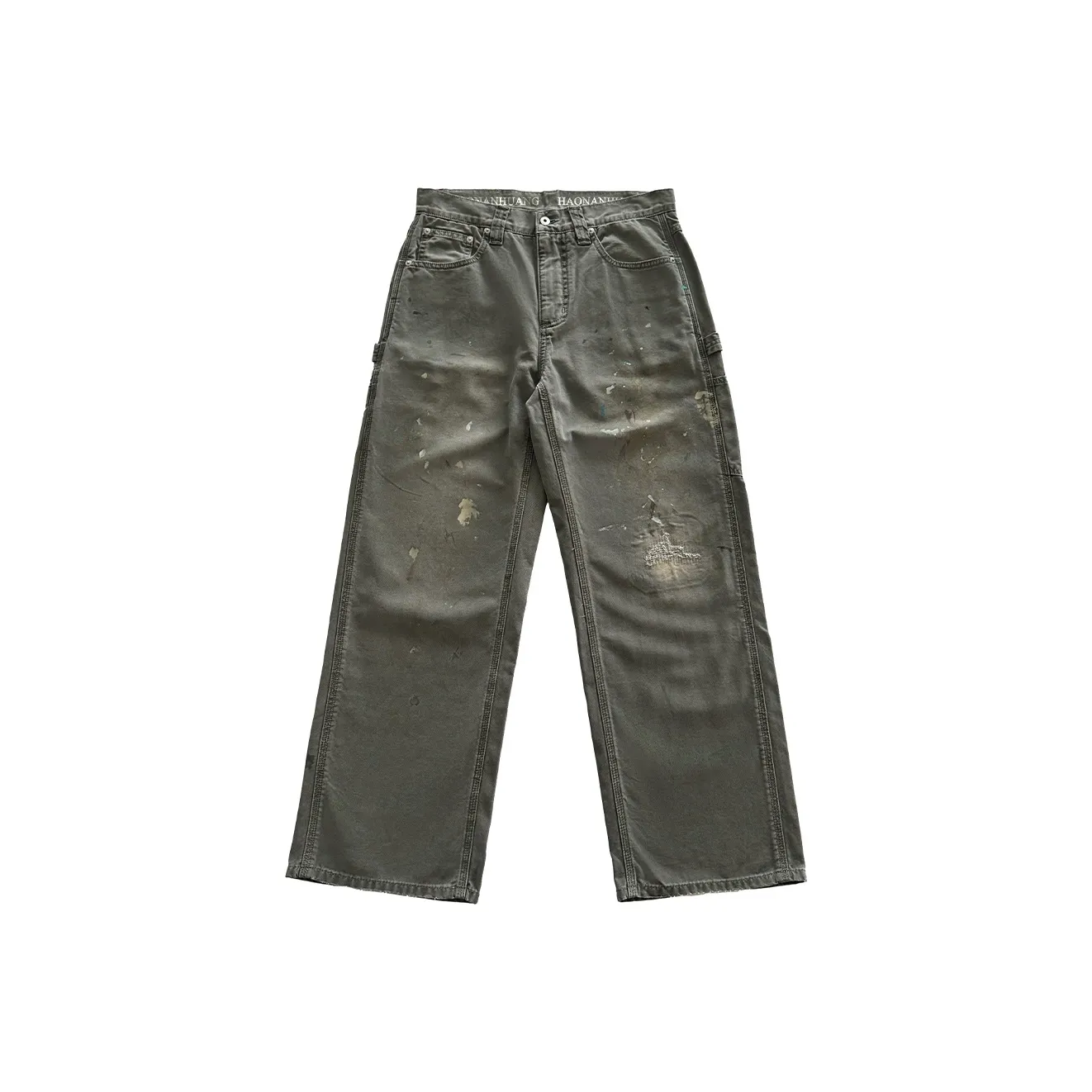 Haonanhuang Карго-брюки Унисекс Камуфляж Зеленый