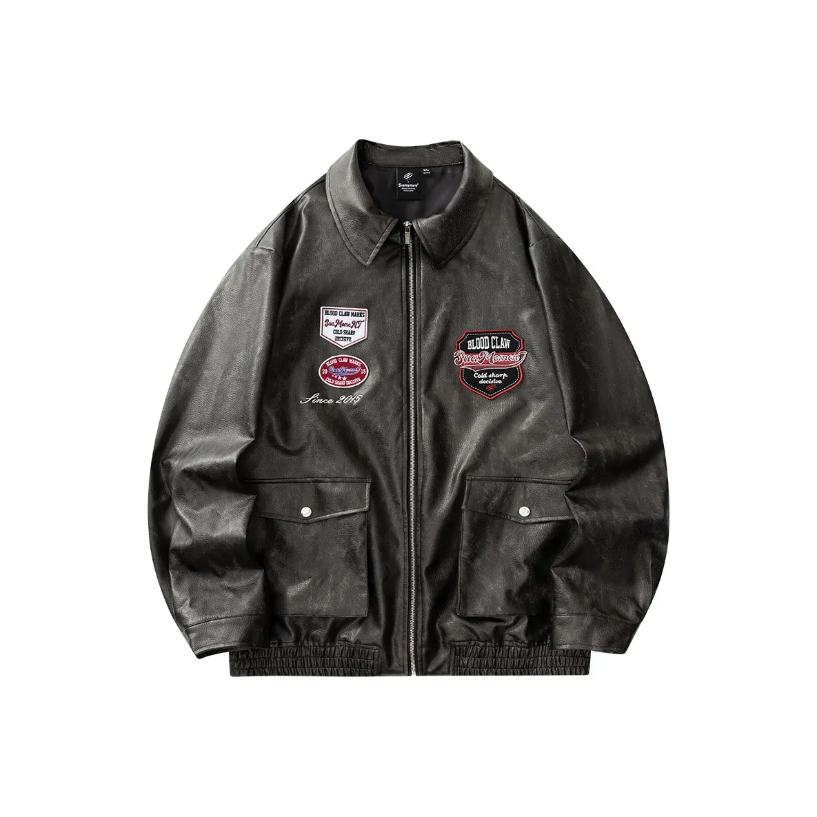 Suamoment PU Leather Vintage Top Coat Unisex