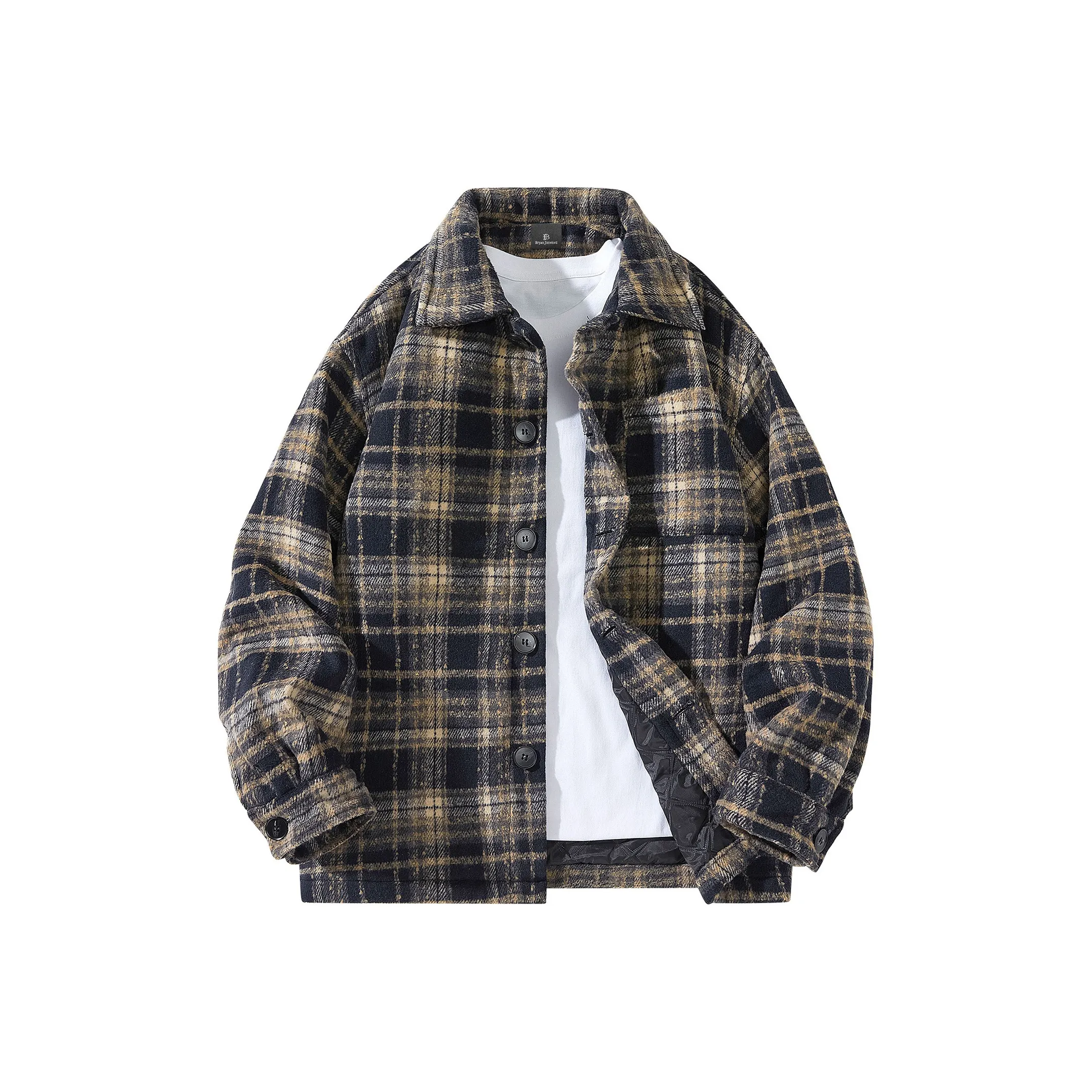 BRYAN JIMENEZ Хлопковый пуховик унисекс черный в клетку