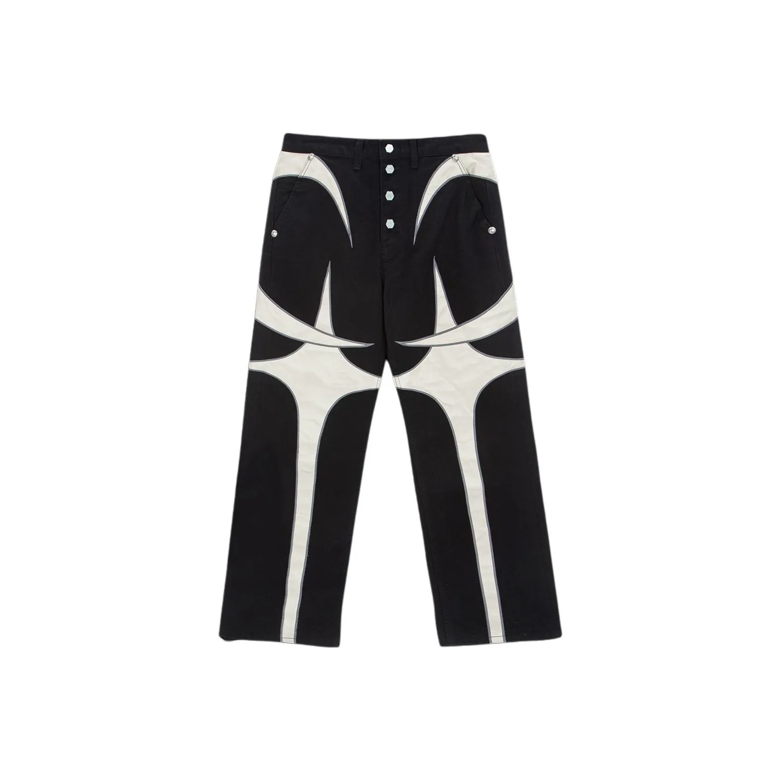 THUG CLUB Faux leather Panelling Tapered Jeans