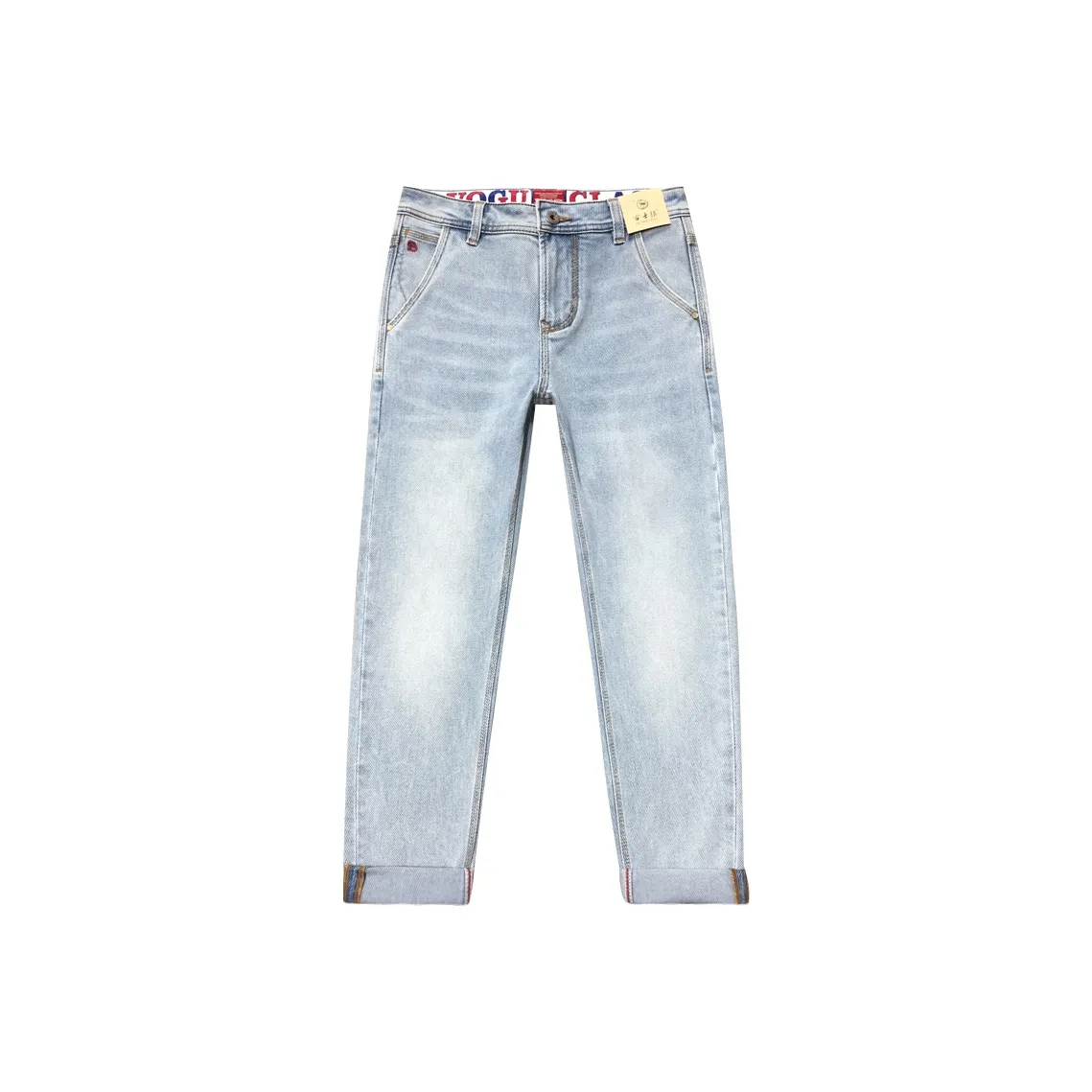 GUSHILANG Джинсы Мужские Светло-Синие