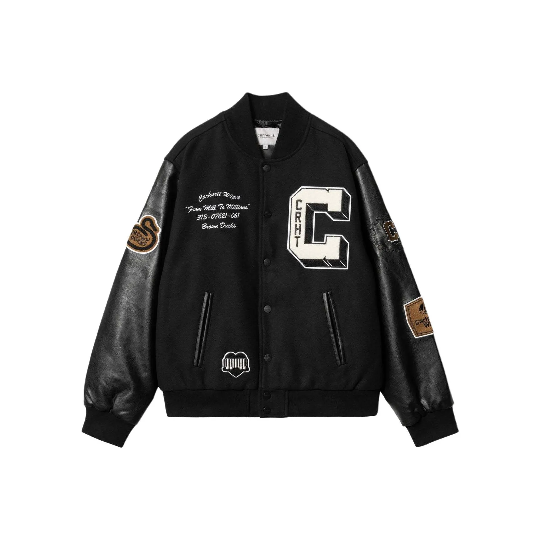 Versace safety pin-detail leather jacket