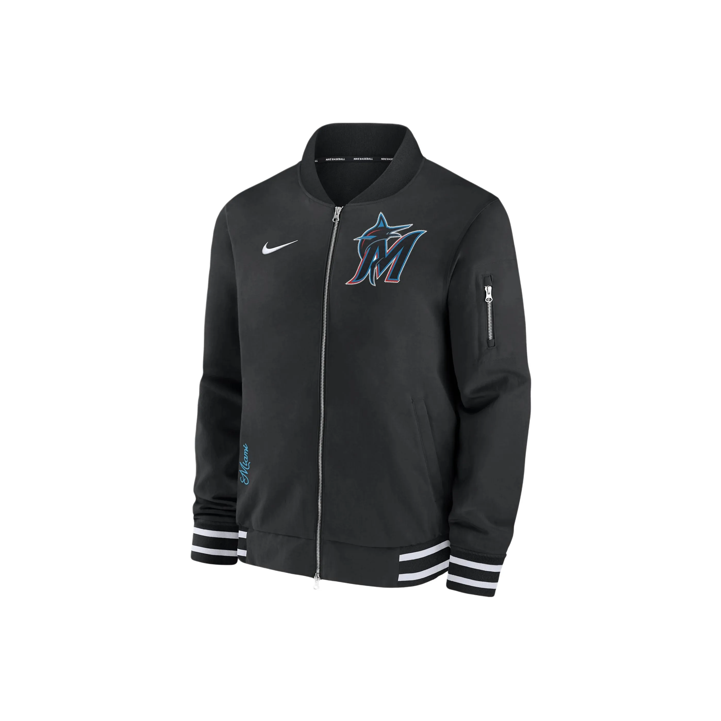 Nike Miami Marlins Authentic Collection Dugout Men's Nike Mlb Full Zip Bomber Jacket