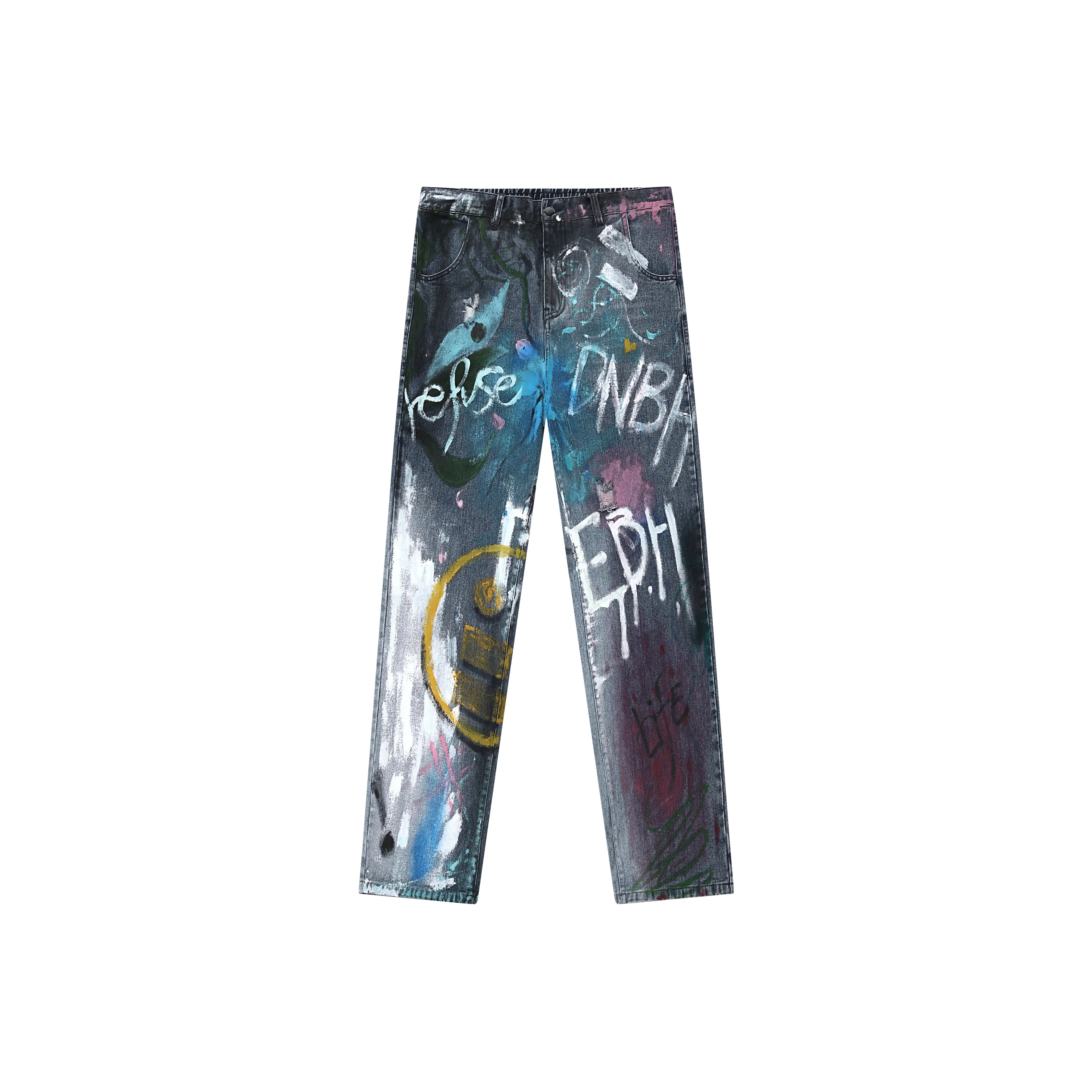 DNBH HAND DRAWN Doodle SERIES Случайный принт унисекс джинсы