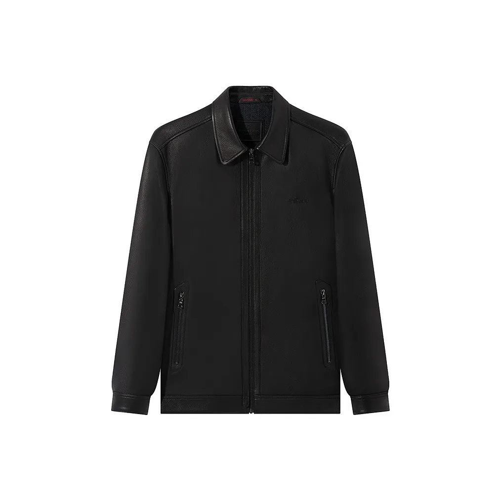 SEVEN Goatskin Leather Jacket For Fall And Winter Men's Black