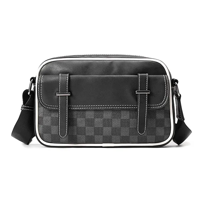 Old Man's Head Сумка через плечо из синтетической кожи мужская черная в клетку