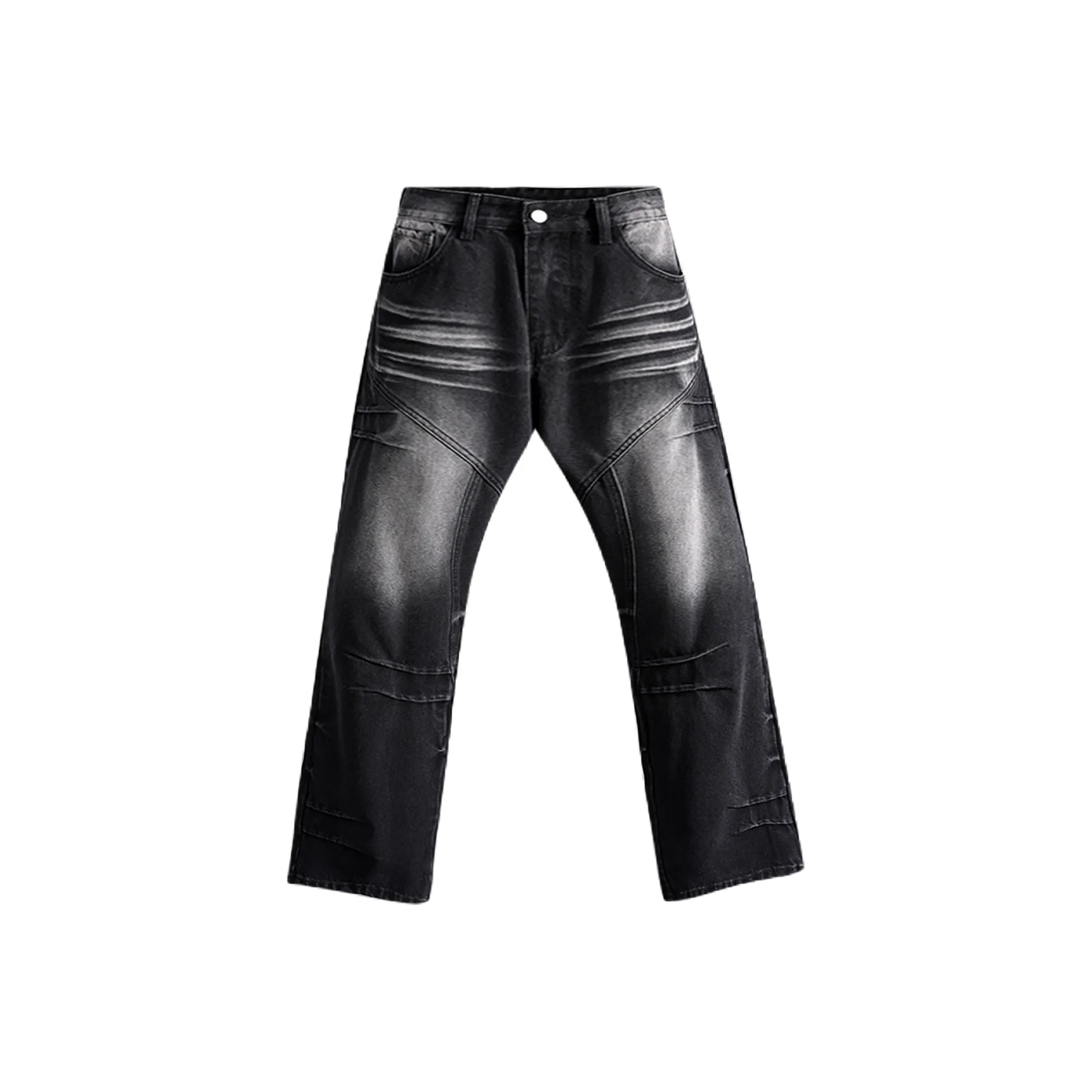 Jeans Dritti In Denim Distressed 24cm Black Gray