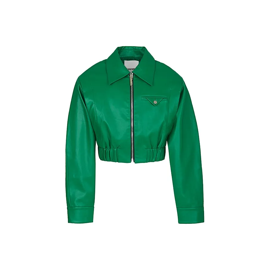 455EMBLE Кожа Куртка Унисекс Зеленый