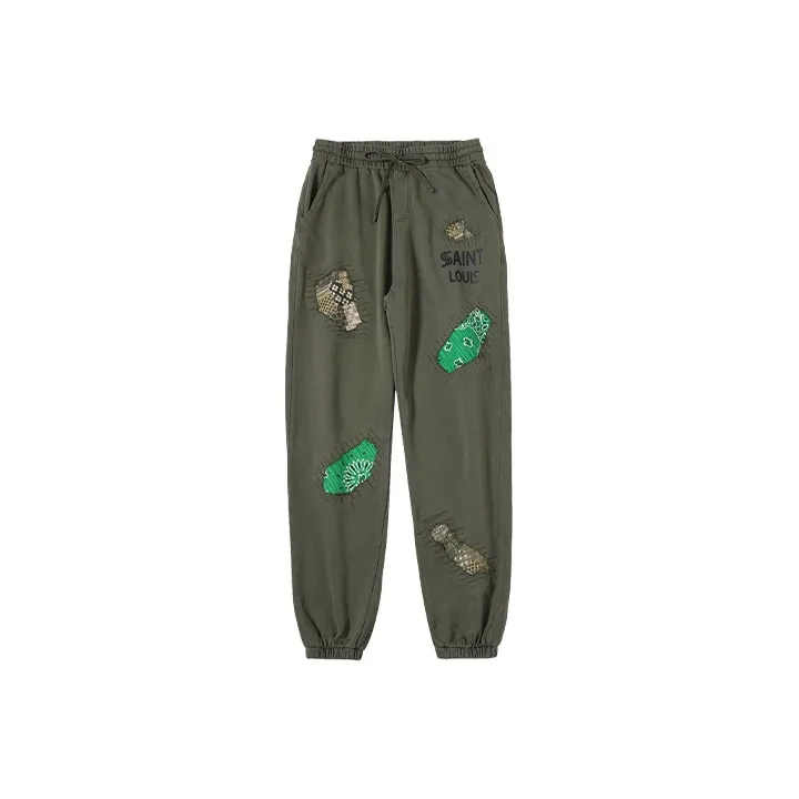 SSSAINT LOUIS Knitted Sweatpants Unisex Olive Green
