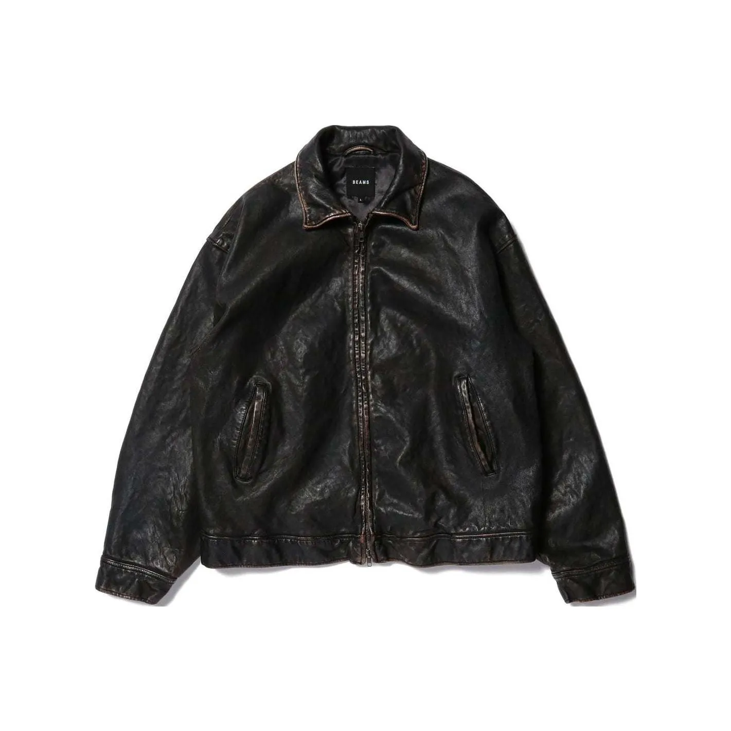 Beams FW24 Leather Jacket Men's Black