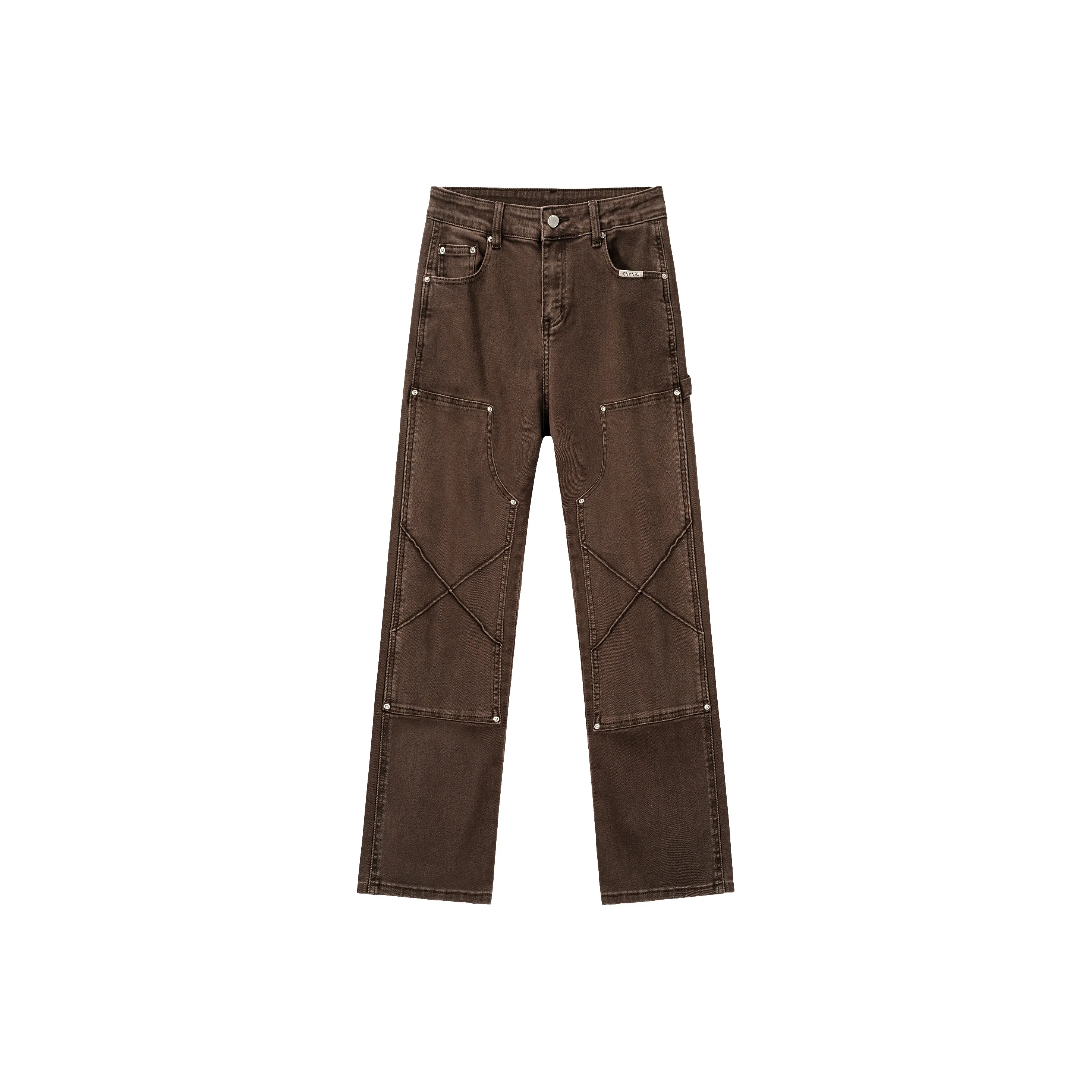XINYINSU Denim Pants Unisex Coffee