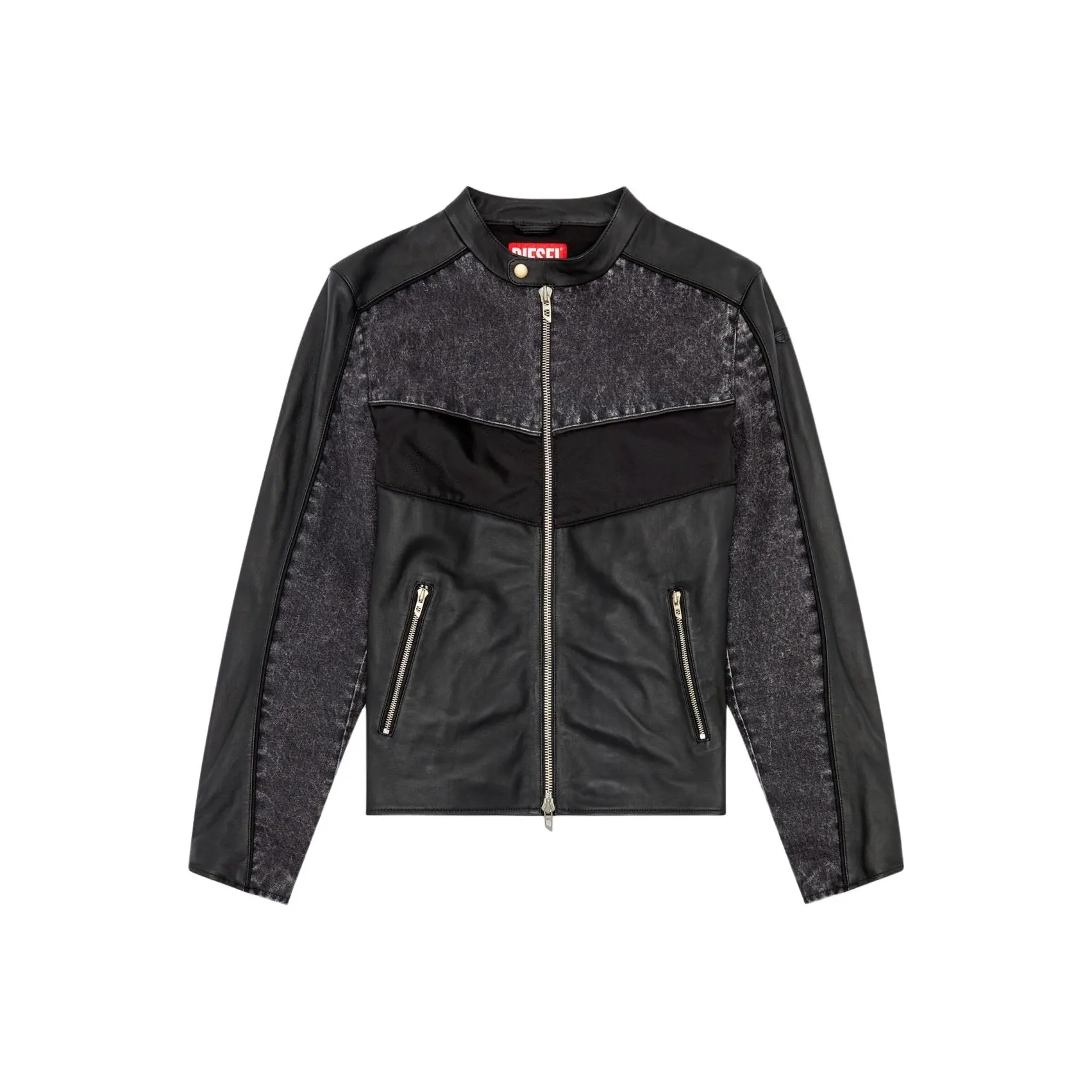 DIESEL L Leopol Shell Panelled Leather Jacket
