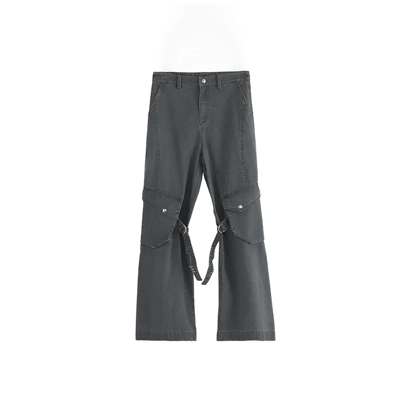 ROARINGWILD Стираемые Свободный крой Прямой крой Кружево Вверх Карго Брюки Унисекс