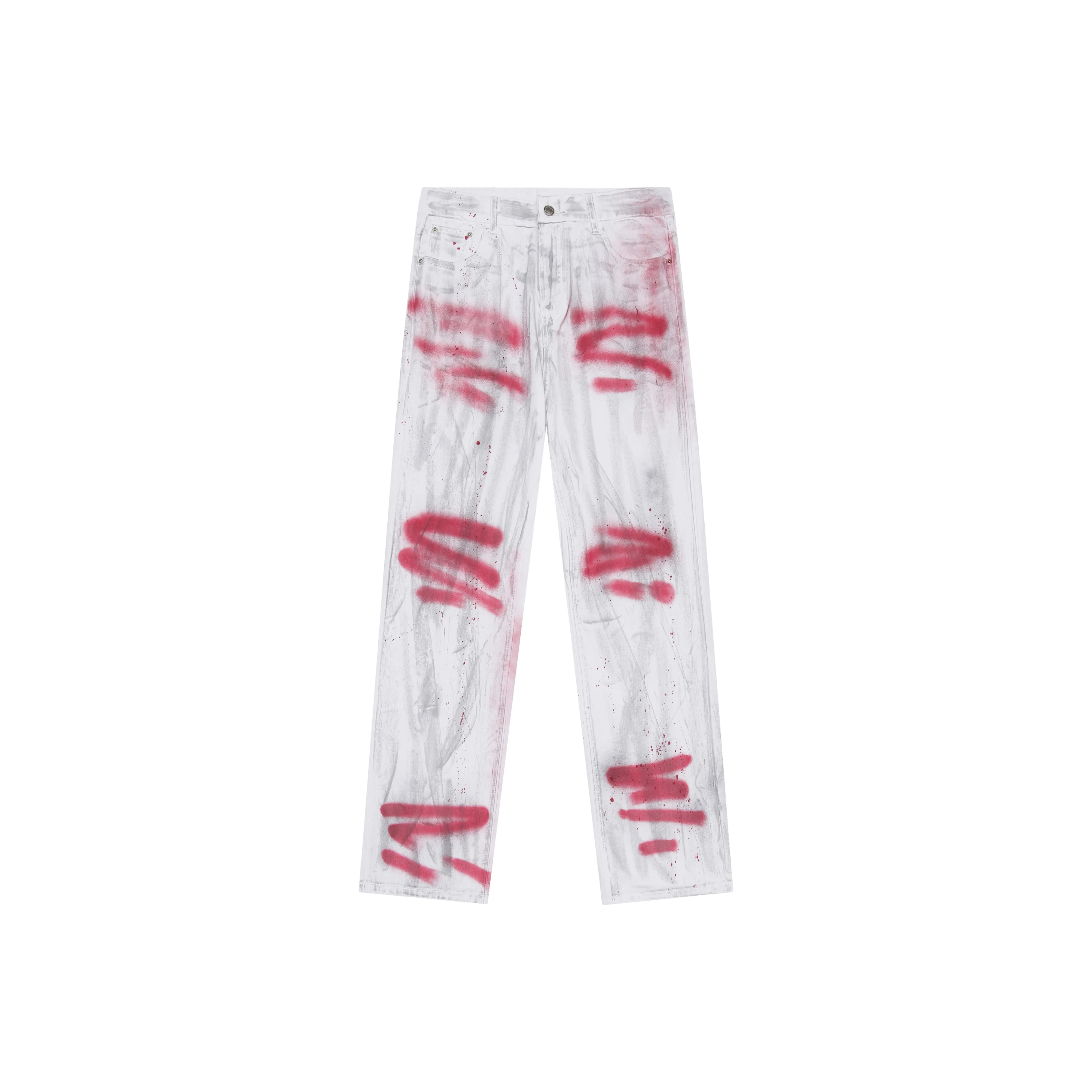 DNBH Hand-drawn Doodle Series Jeans Unisex White